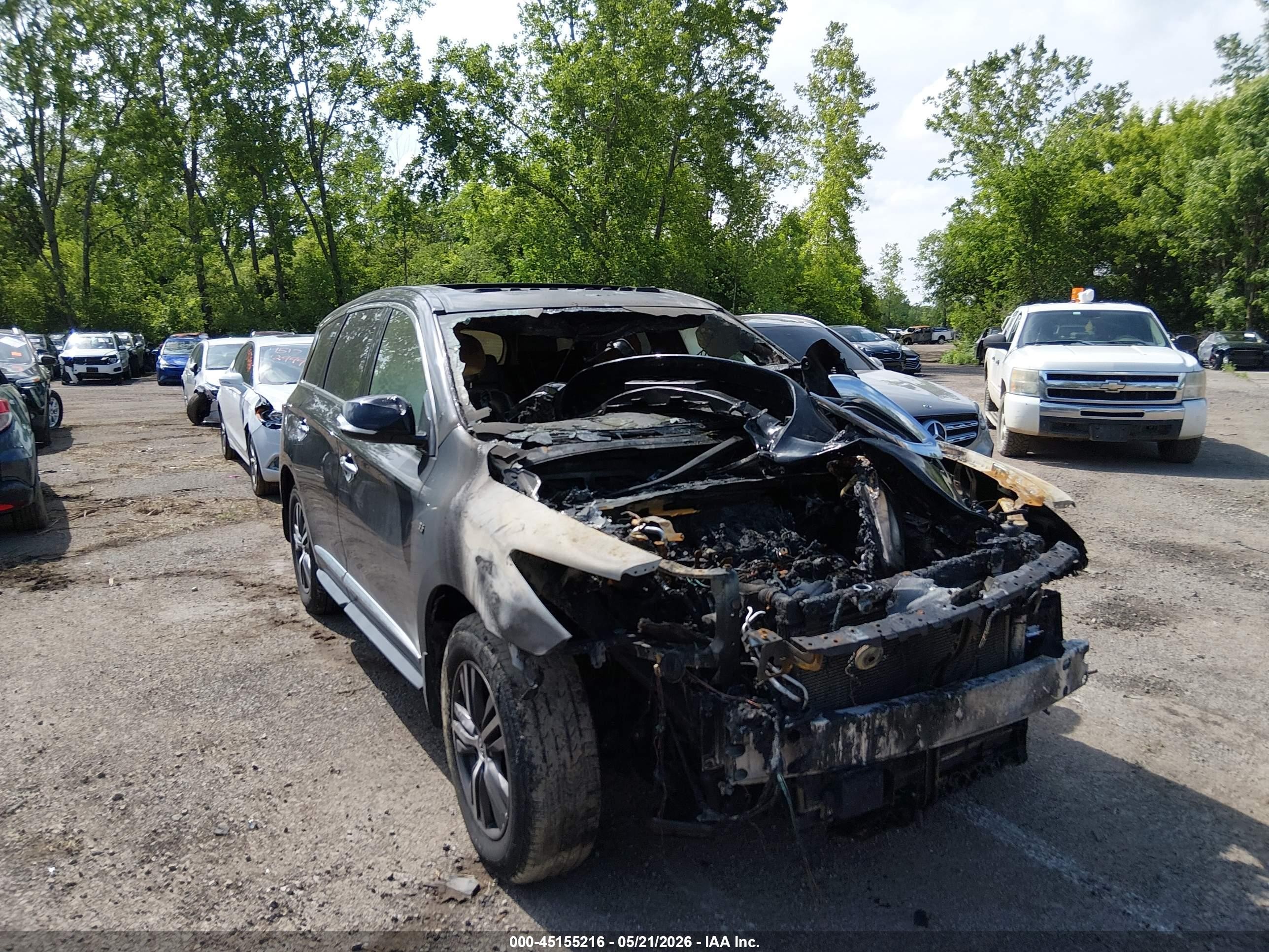 2019 Infiniti QX60 Pure, VIN 5N1DL0MM3KC532457 — Interior fire