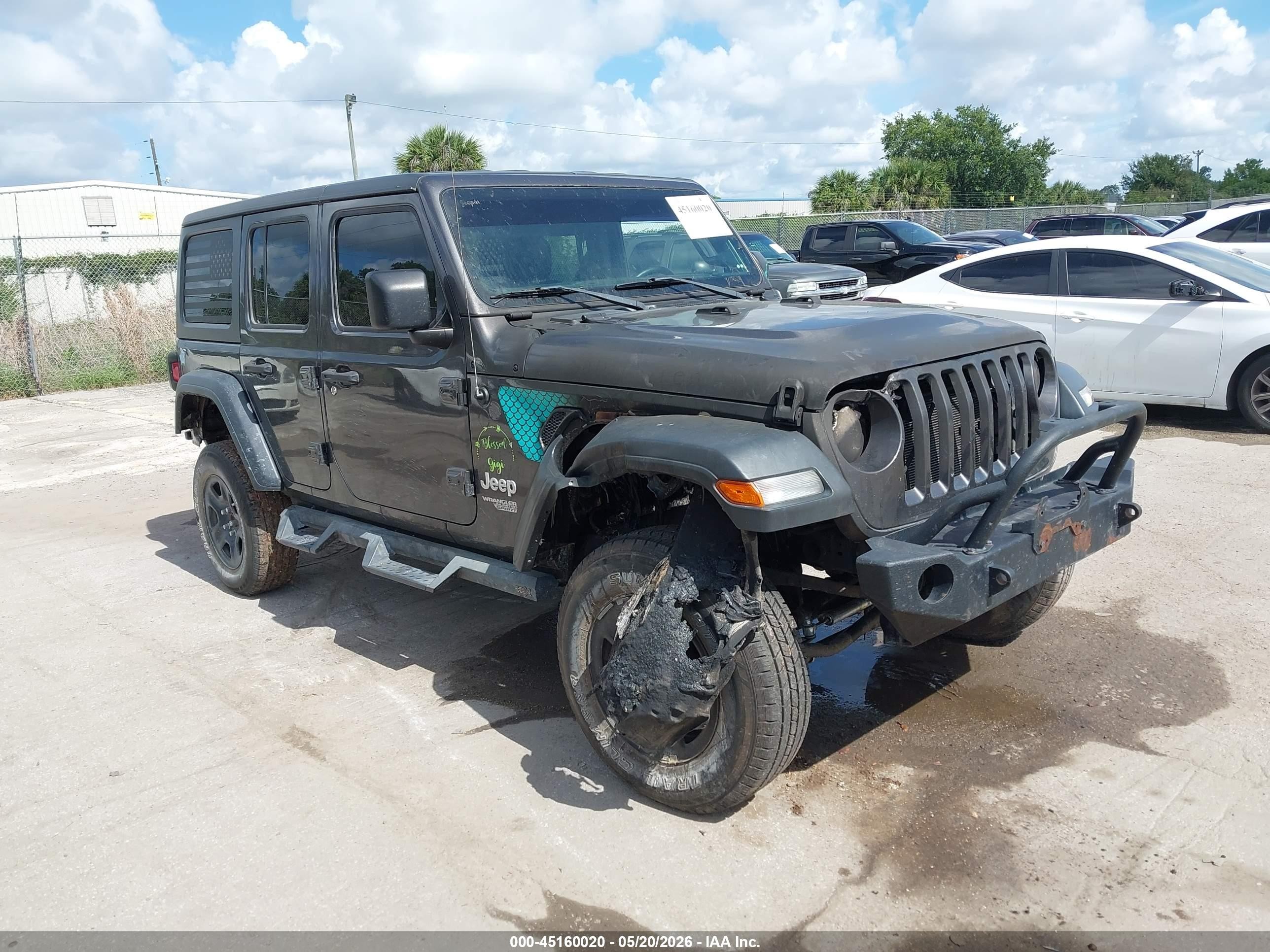 2018 Jeep Wrangler Unlimited Sport, VIN 1C4HJXDG7JW113667 — Engine fire
