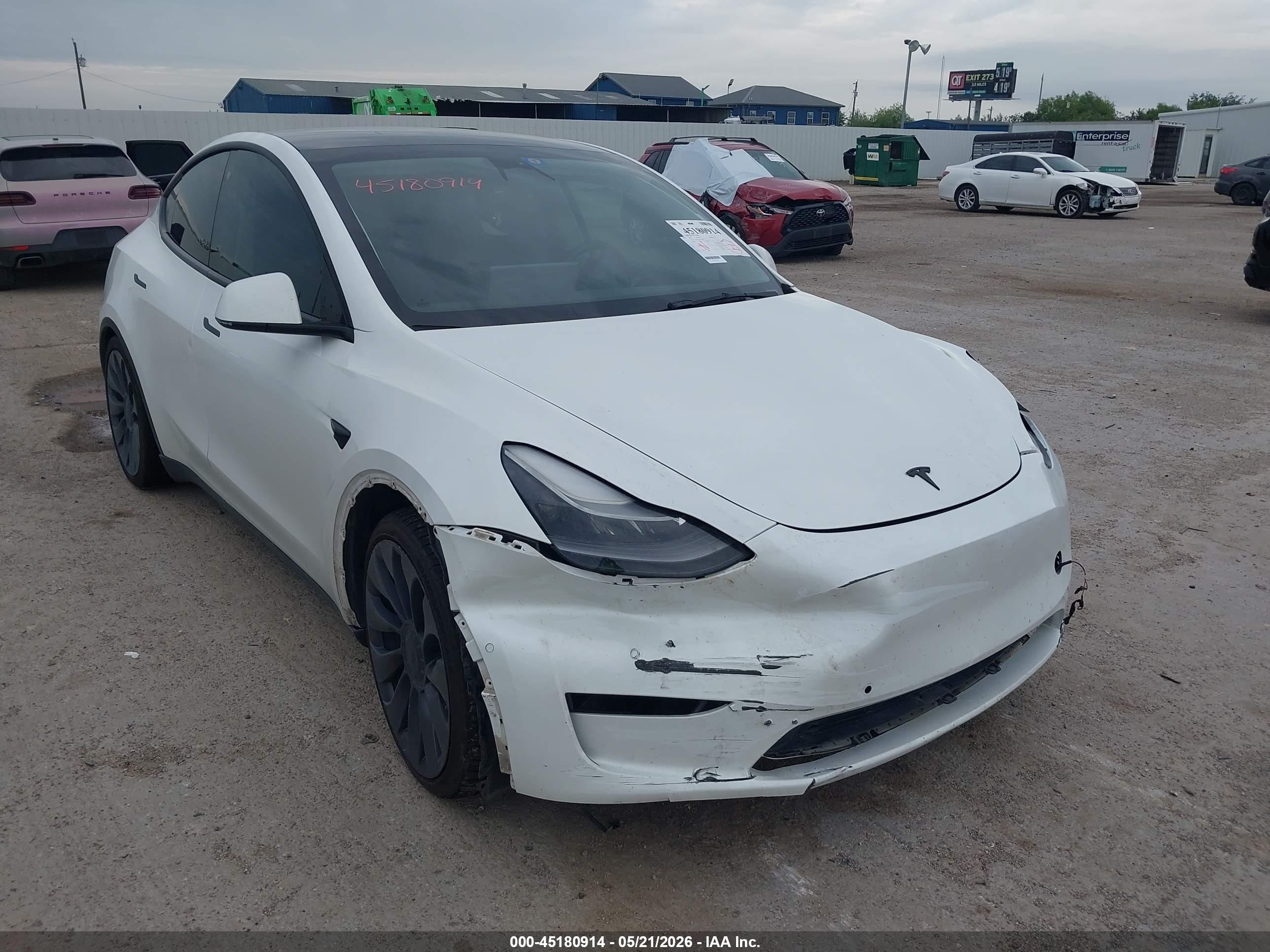 2021 Tesla Model Y Performance, VIN 5YJYGDEF6MF302709 — Front end