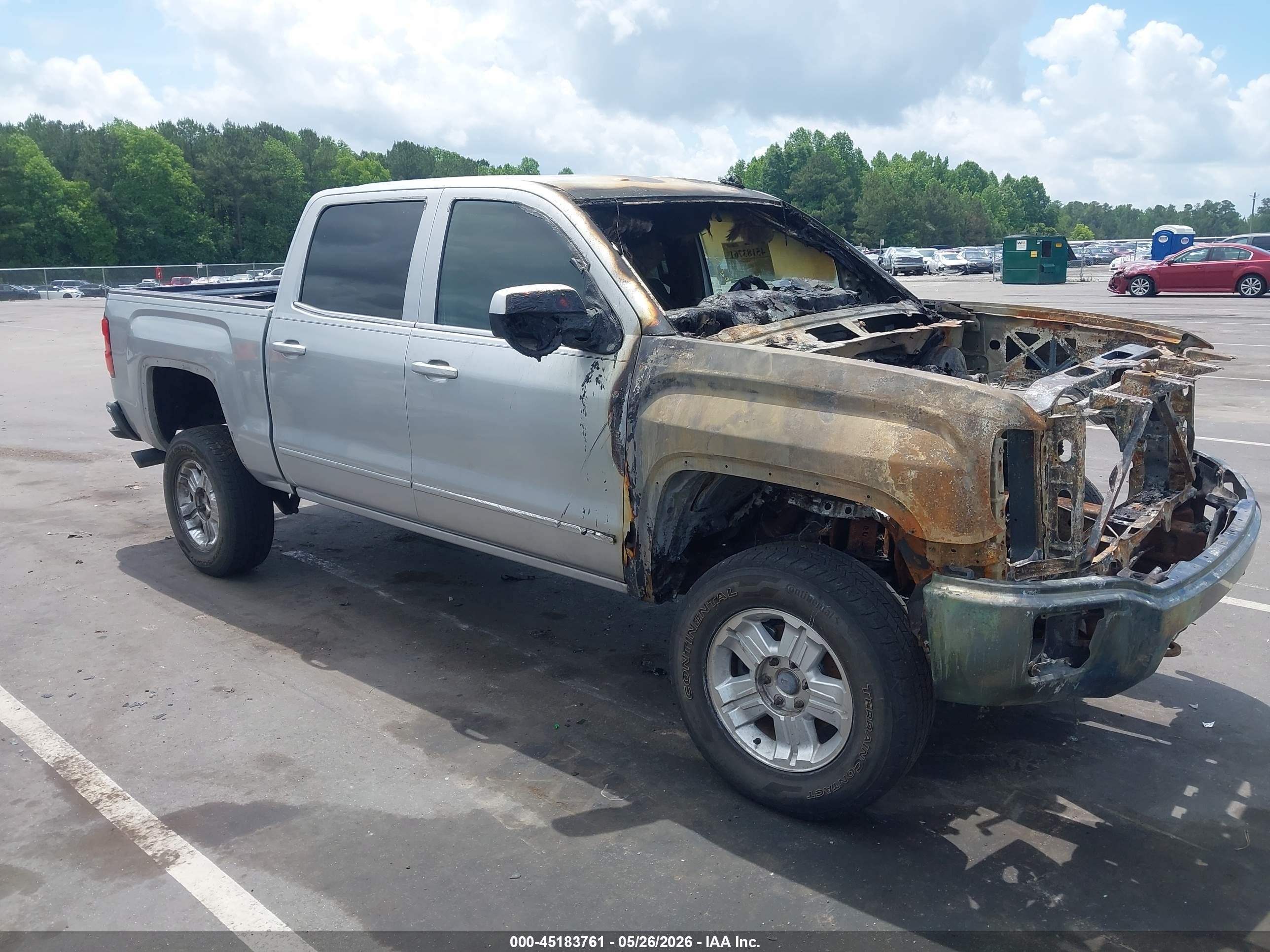 2014 GMC Sierra 1500 SLE, VIN 3GTU2UEC7EG310350 — Engine fire