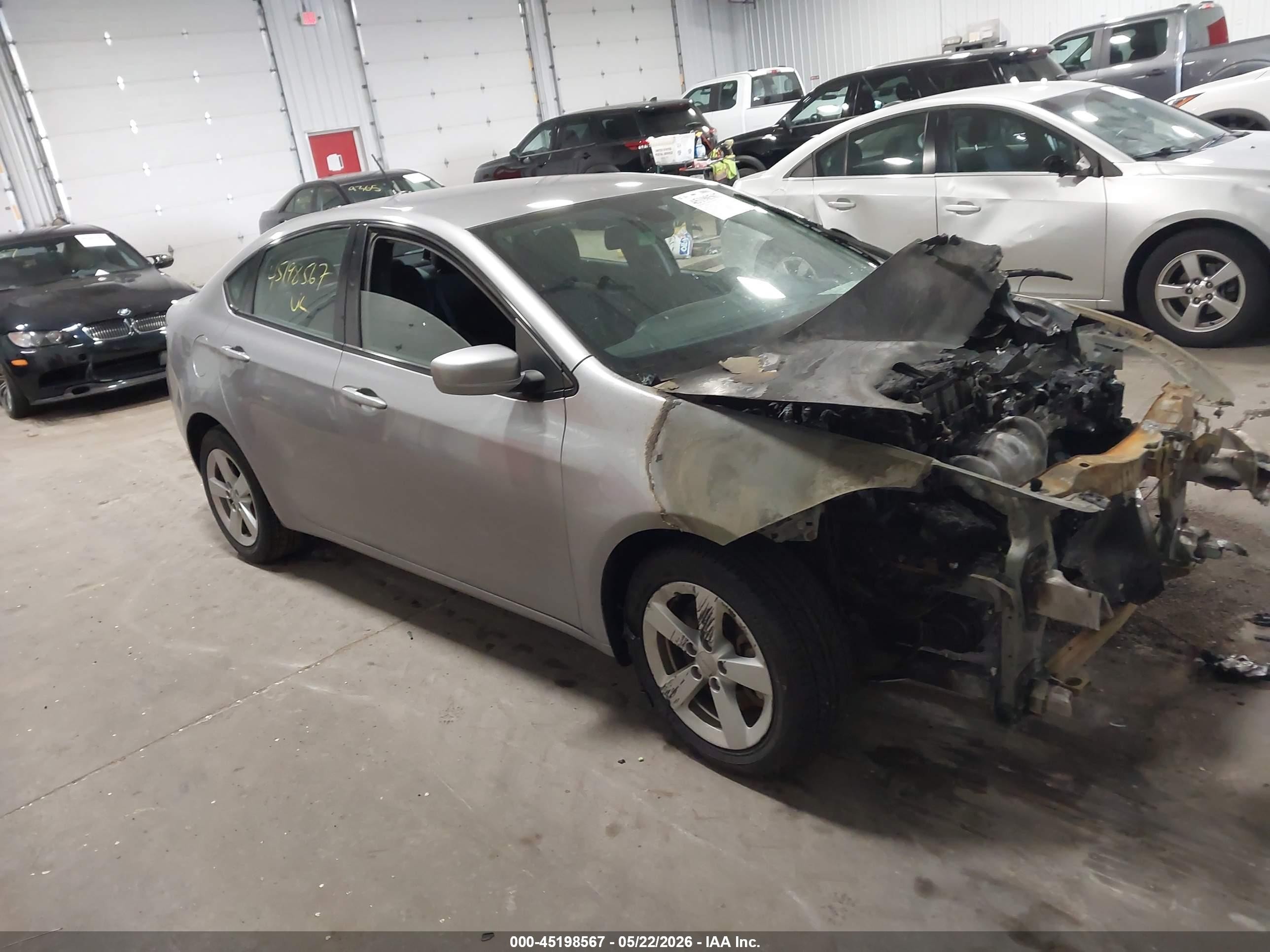 2015 Dodge Dart SXT, VIN 1C3CDFBBXFD128514 — Engine fire