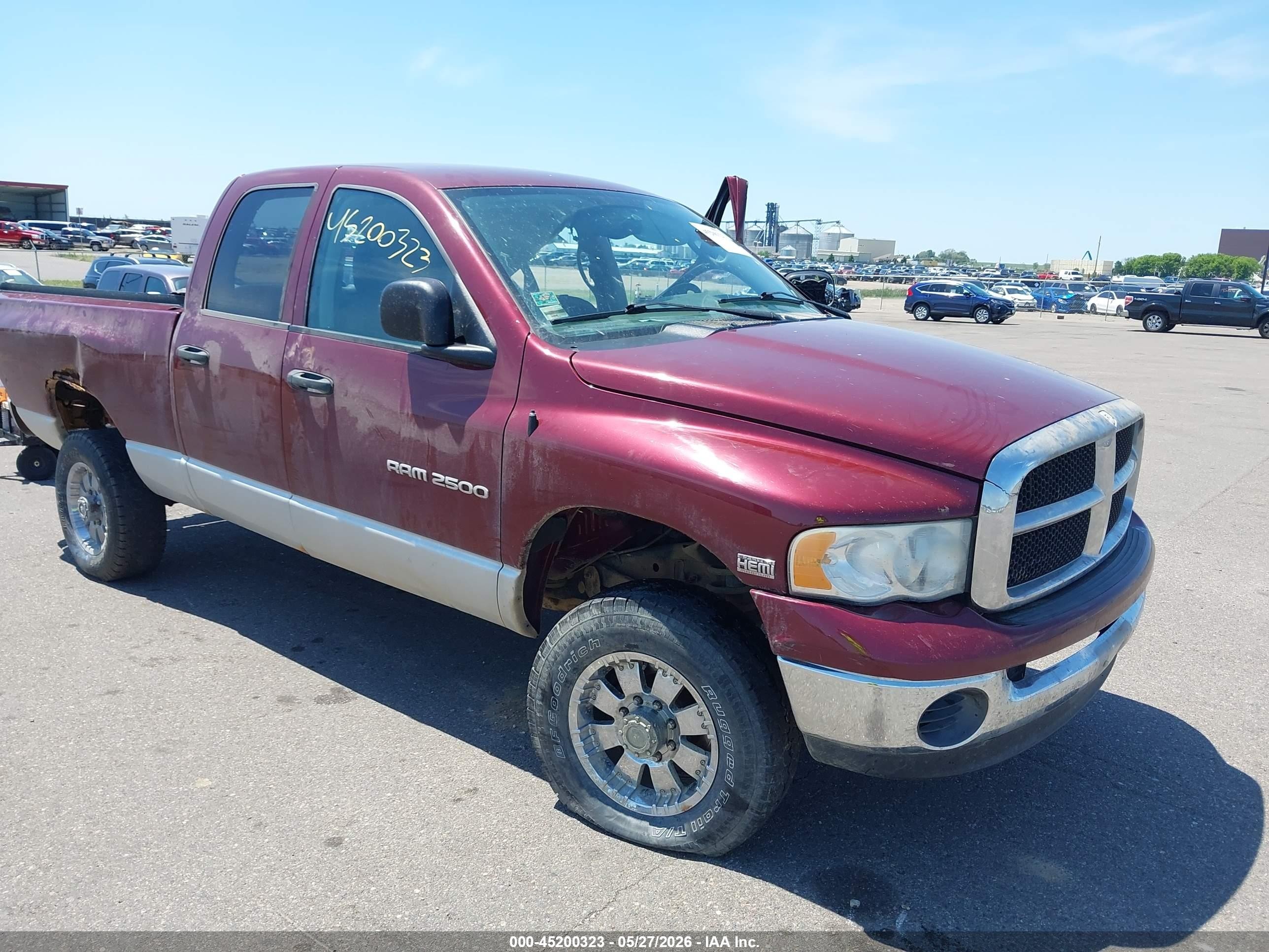 2003 Dodge 2500 ST, VIN 3D7KU28D93G850554 — Rollover