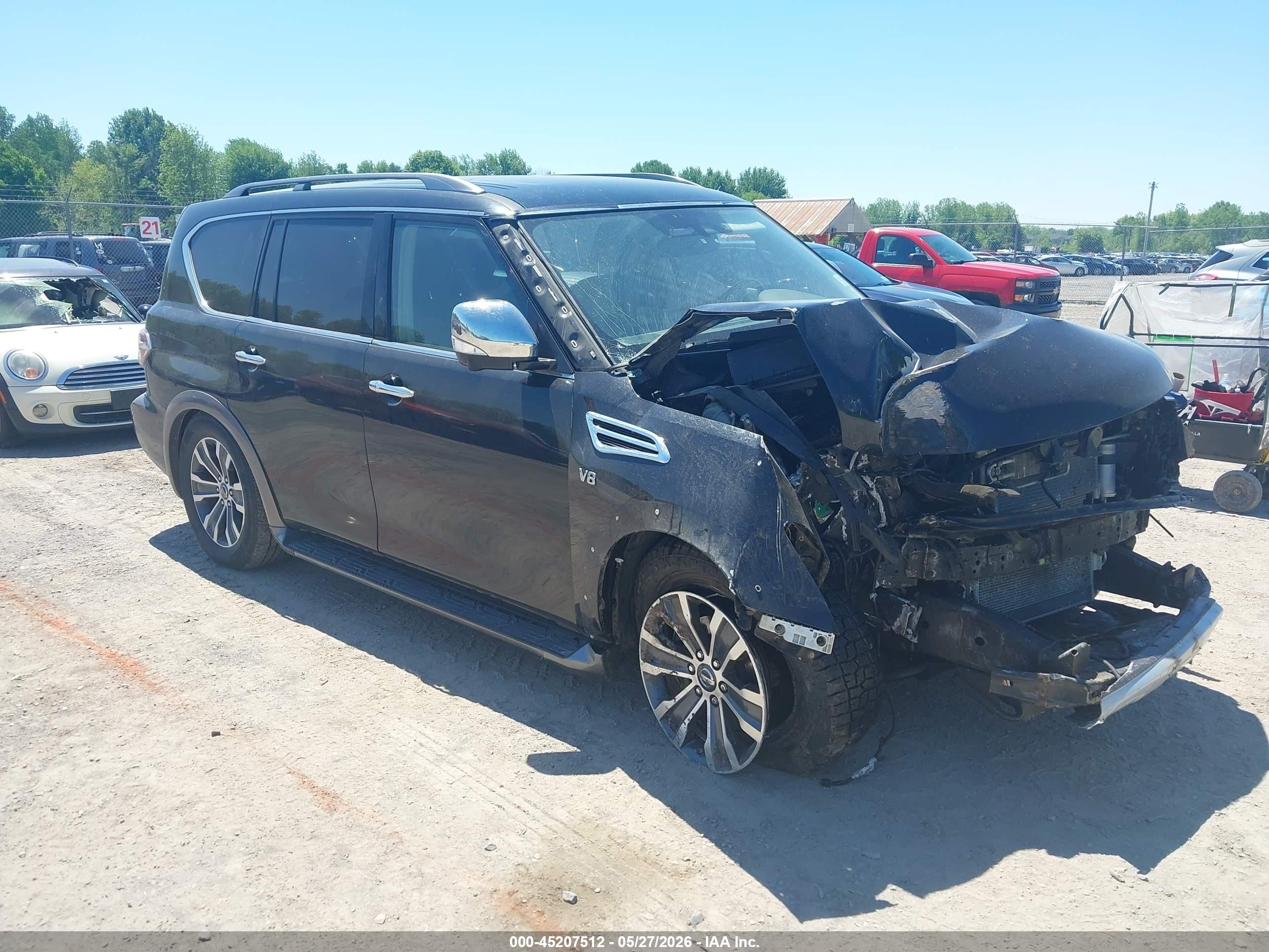 2018 Nissan Armada Platinum, VIN JN8AY2NCXJX500126 — Front end
