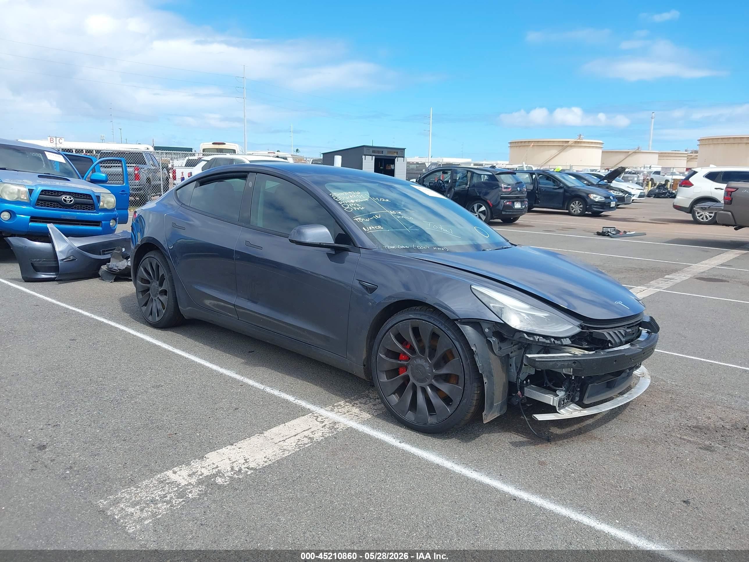 2023 Tesla Model 3 Performance, VIN 5YJ3E1EC2PF407899 — Front end