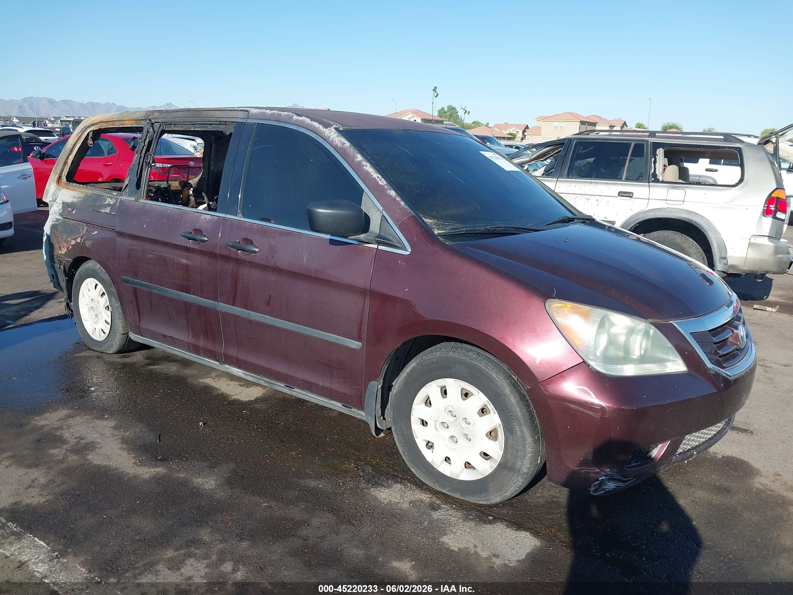 2010 Honda Odyssey LX, VIN 5FNRL3H25AB005073 — Interior fire