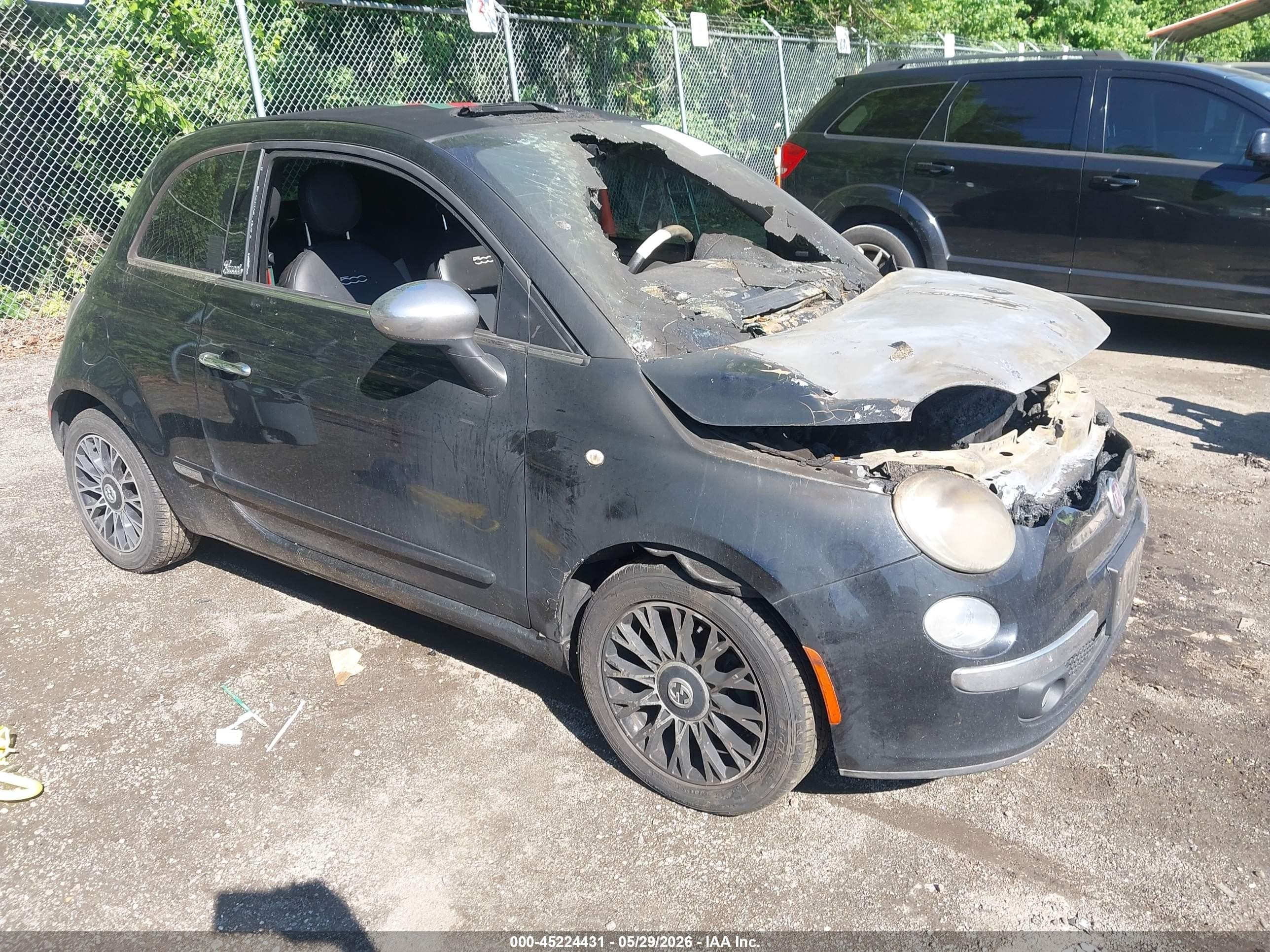 2012 FIAT 500 Lounge, VIN 3C3CFFER5CT295744 — Engine fire