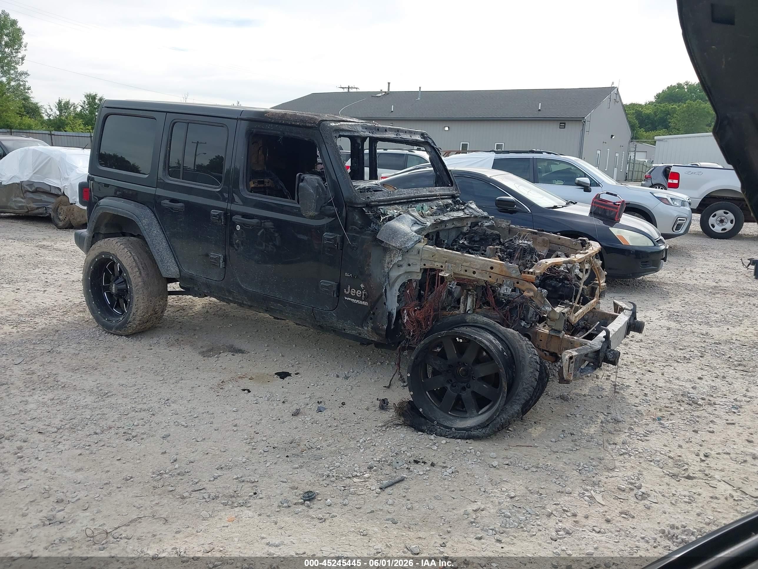 2019 Jeep Wrangler Unlimited Sahara, VIN 1C4HJXEGXKW541121 — Interior fire