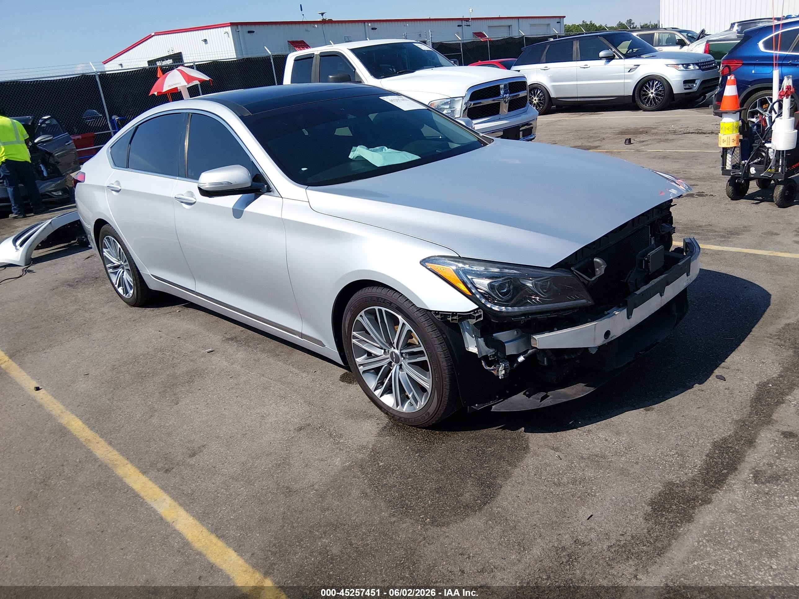 2019 Genesis G80 3.8L, VIN KMHGN4JE6KU300229 — Front end