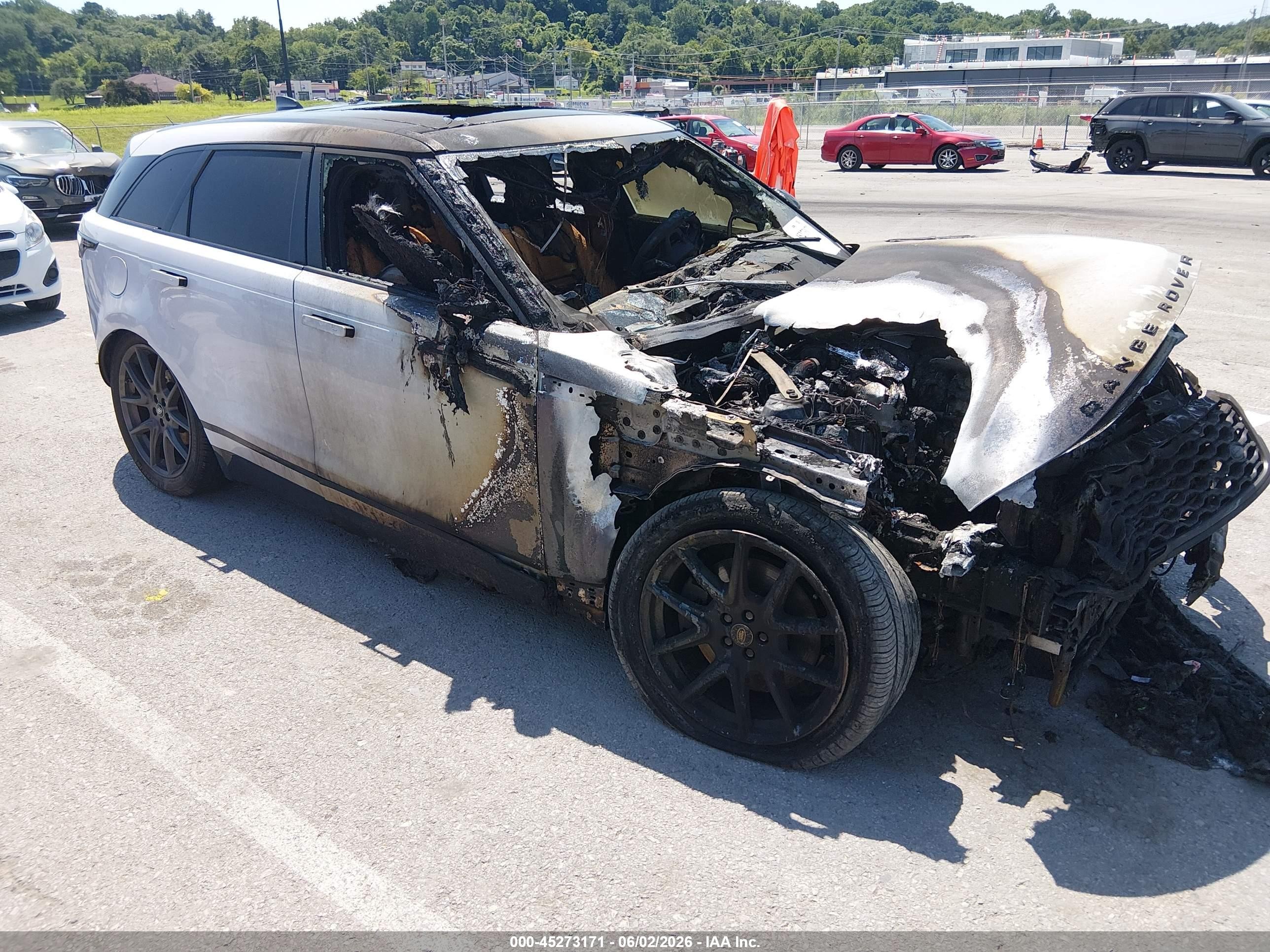 2021 Land Rover Range Rover Velar R-Dynamic S, VIN SALYT2EU0MA310577 — Engine fire