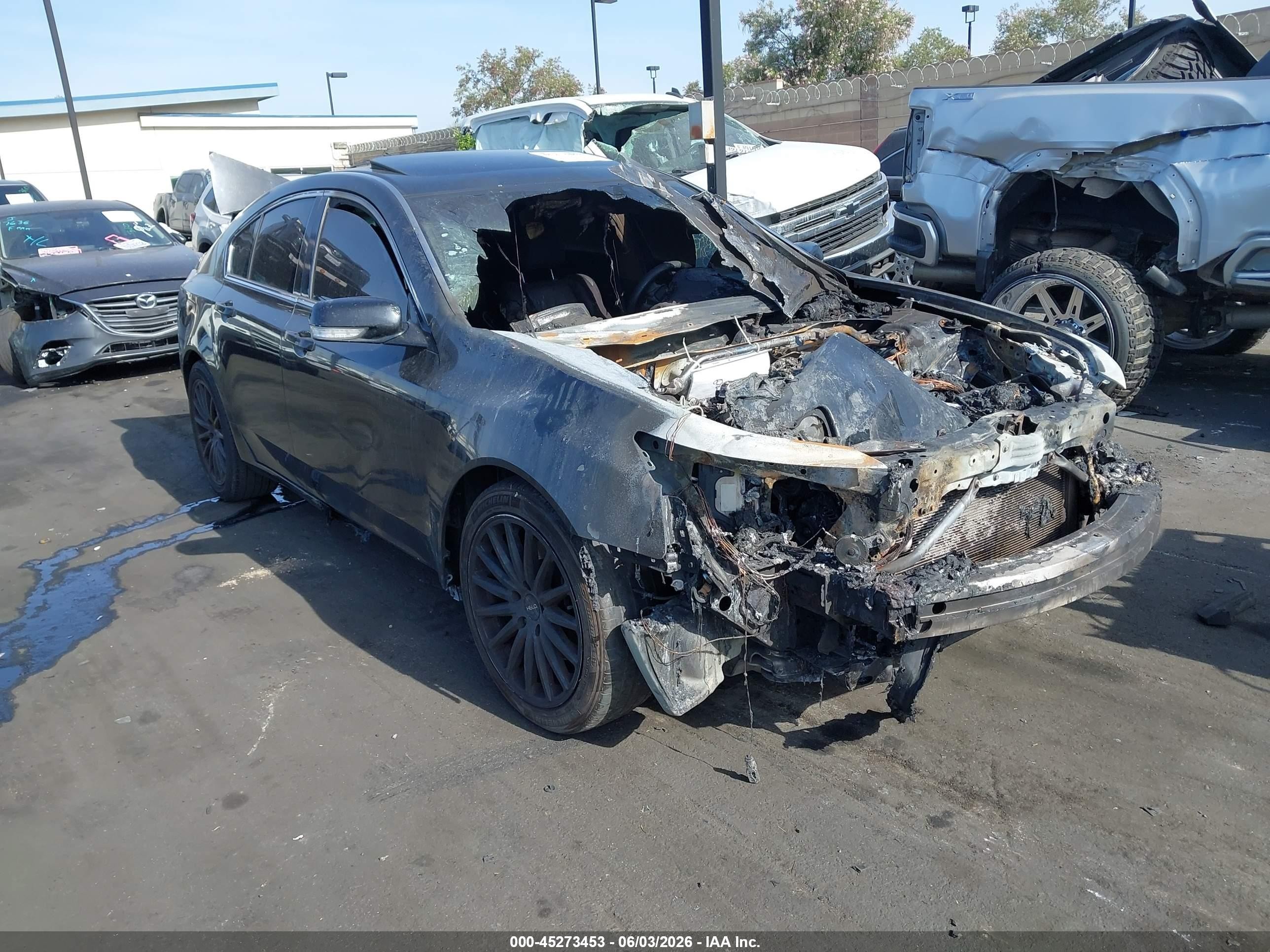 2011 Acura TL, VIN 19UUA8F22BA008508 — Engine fire