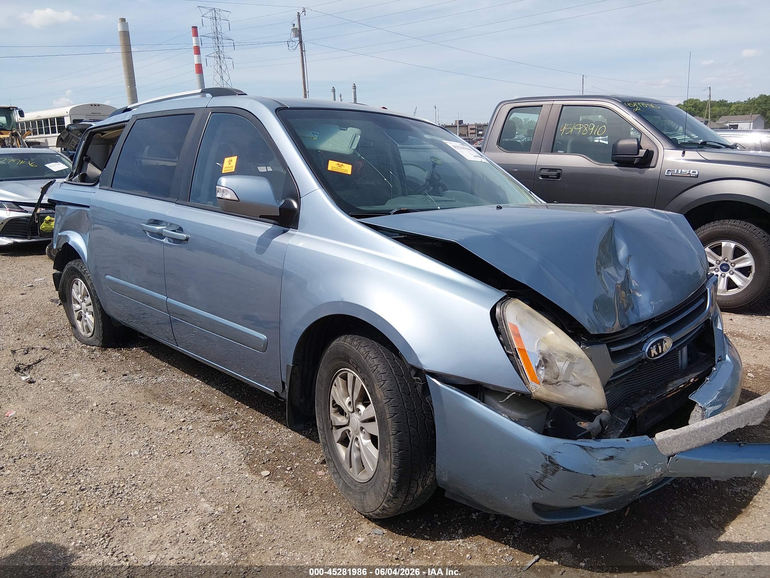 2012 Kia Sedona LX, VIN KNDMG4C75C6499733 — Rear end
