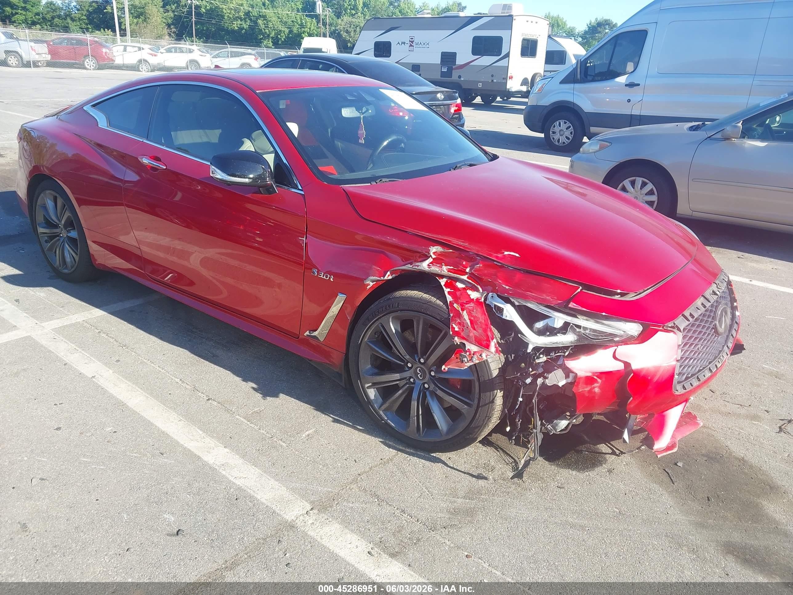 2019 Infiniti Q60 Red Sport 400, VIN JN1FV7EL0KM440029 — Front end