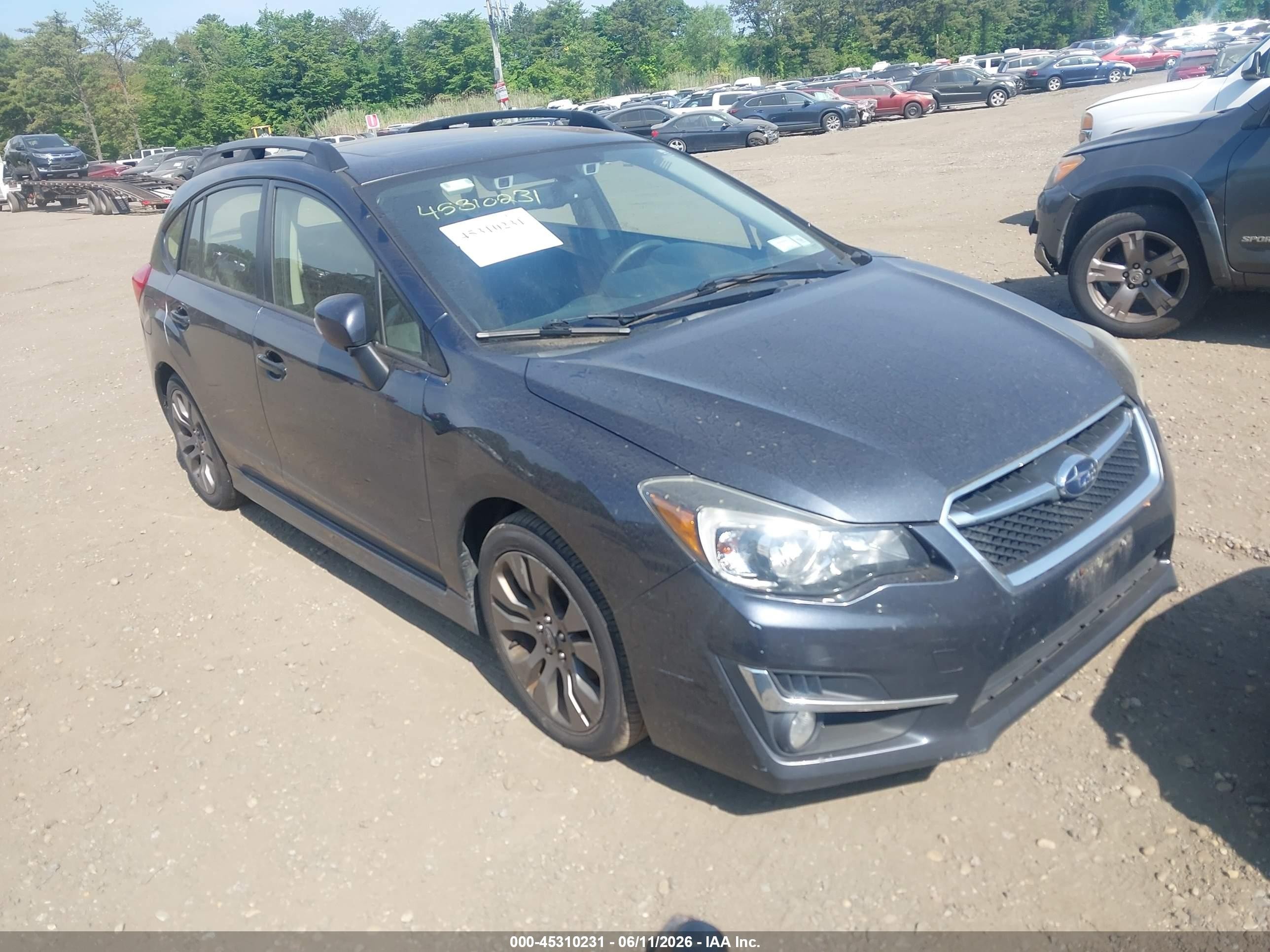 2015 Subaru Impreza Special Sports Limited, VIN JF1GPAZ62F8224765 — Пресная вода