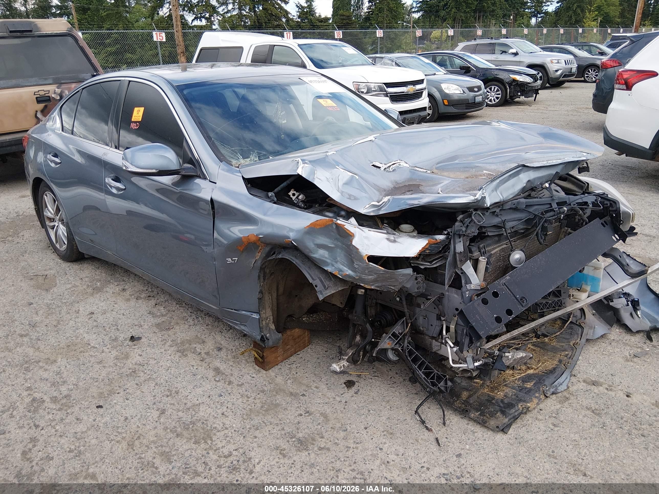 2014 Infiniti Q50 Sport, VIN JN1BV7AR3EM696257 — Biohazard / chemical