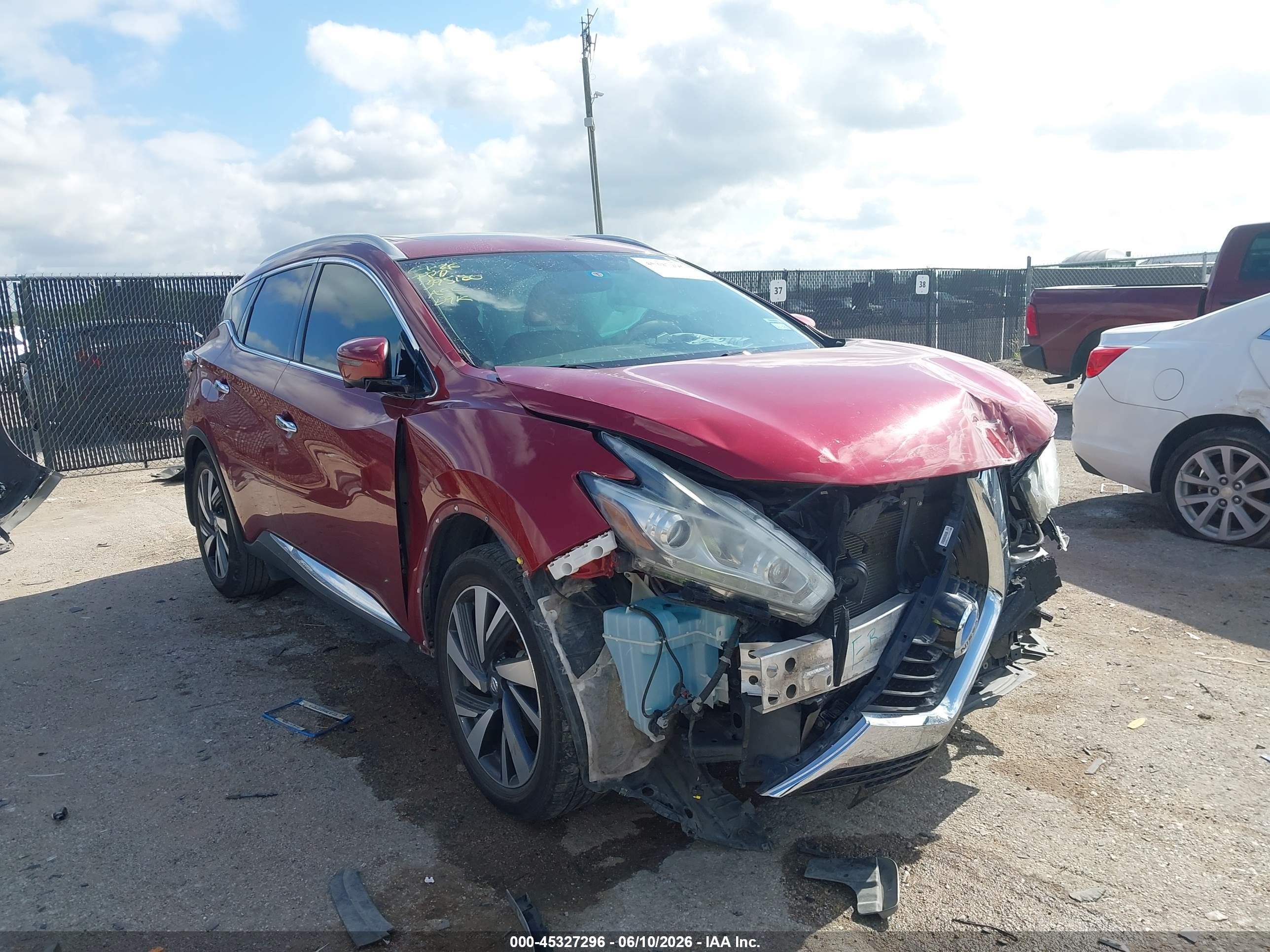 2018 Nissan Murano SL, VIN 5N1AZ2MG0JN102718 — Перед