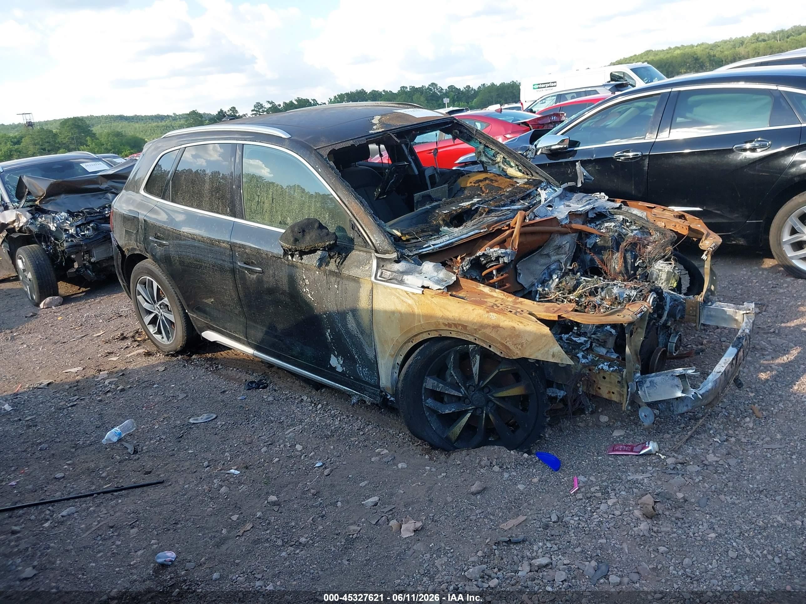 2023 Audi Q5 S line Premium Plus, VIN WA1EAAFY8P2055925 — Engine fire