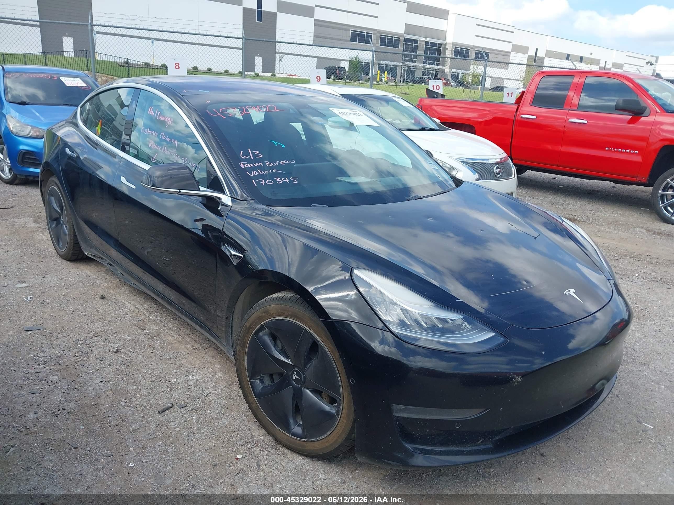 2018 Tesla Model 3 Long Range Battery, VIN 5YJ3E1EB2JF170345 — Hail