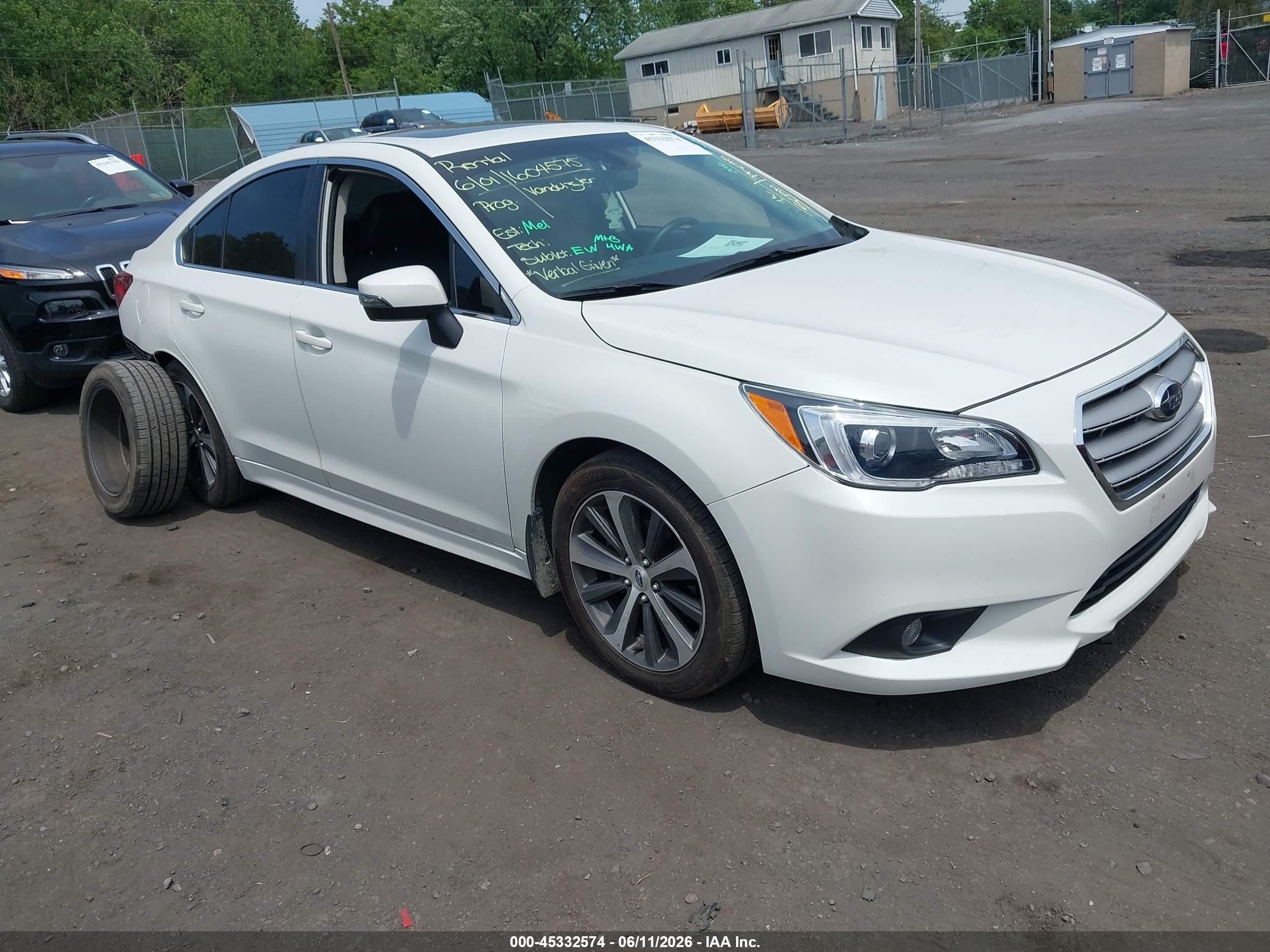 2017 Subaru Legacy Limited, VIN 4S3BNAN62H3030138 — Rear end