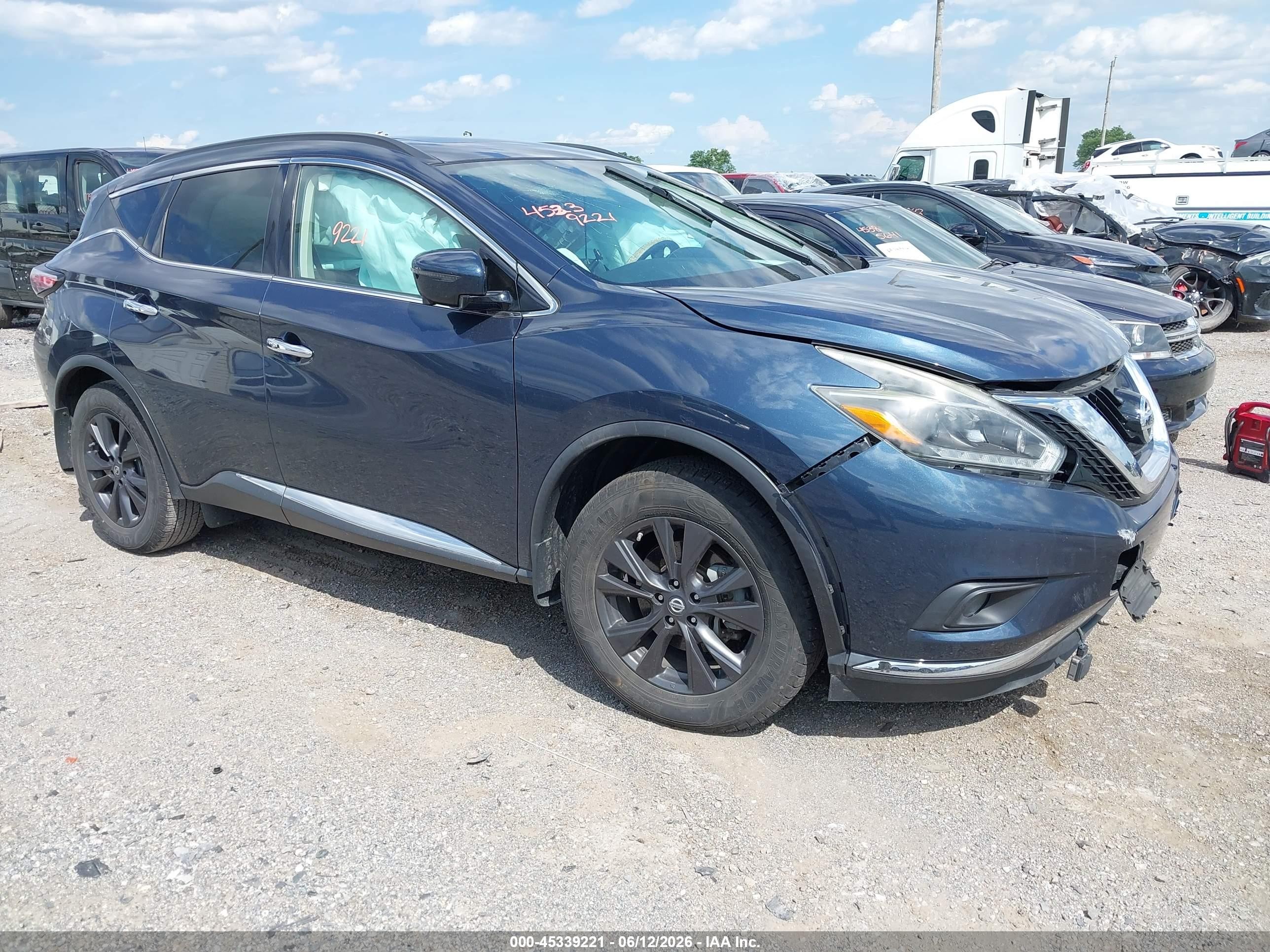 2018 Nissan Murano SV, VIN 5N1AZ2MH8JN200937 — Front end