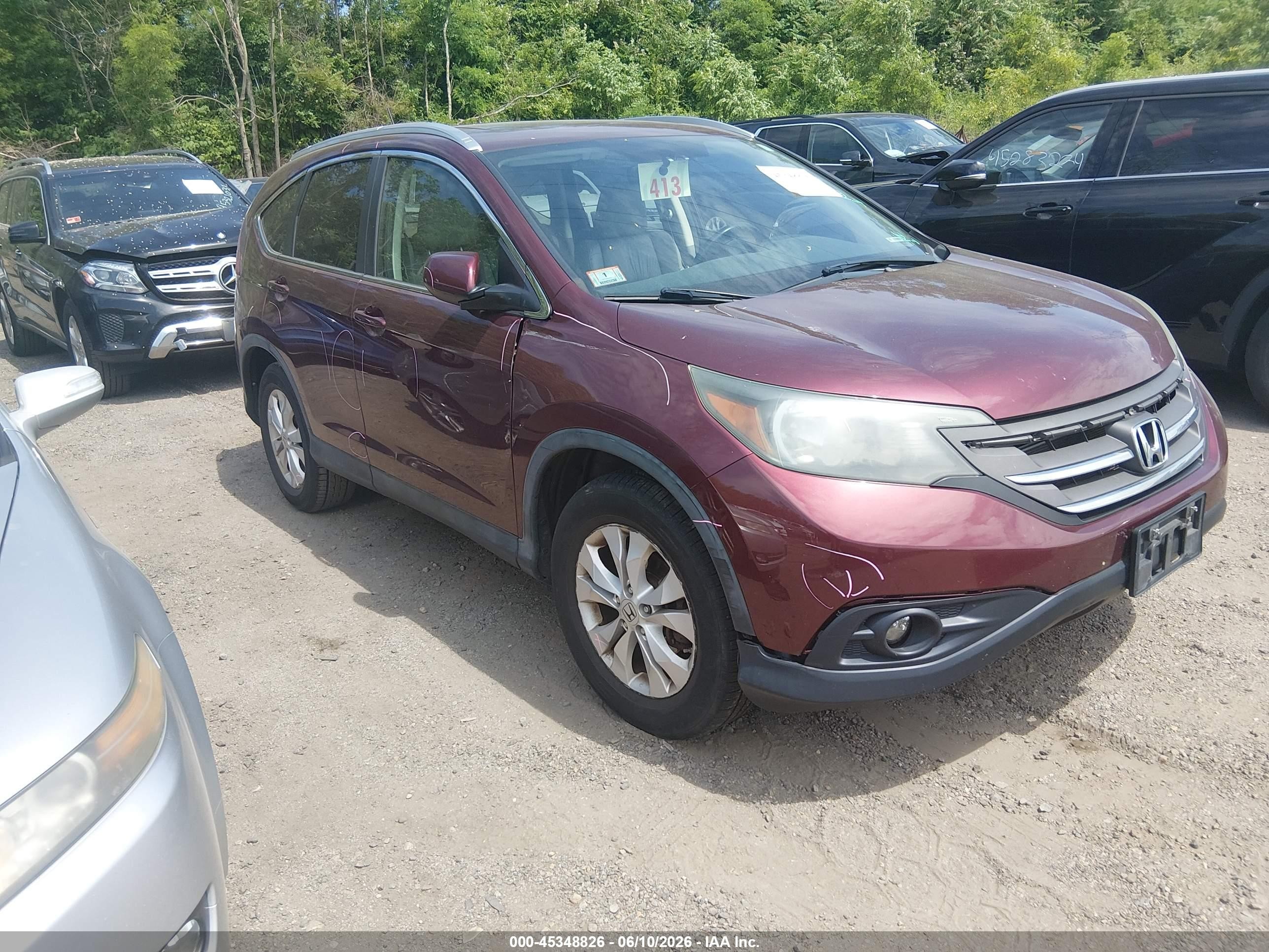 2013 Honda CR-V EX-L, VIN 5J6RM4H76DL066264 — Frame damage