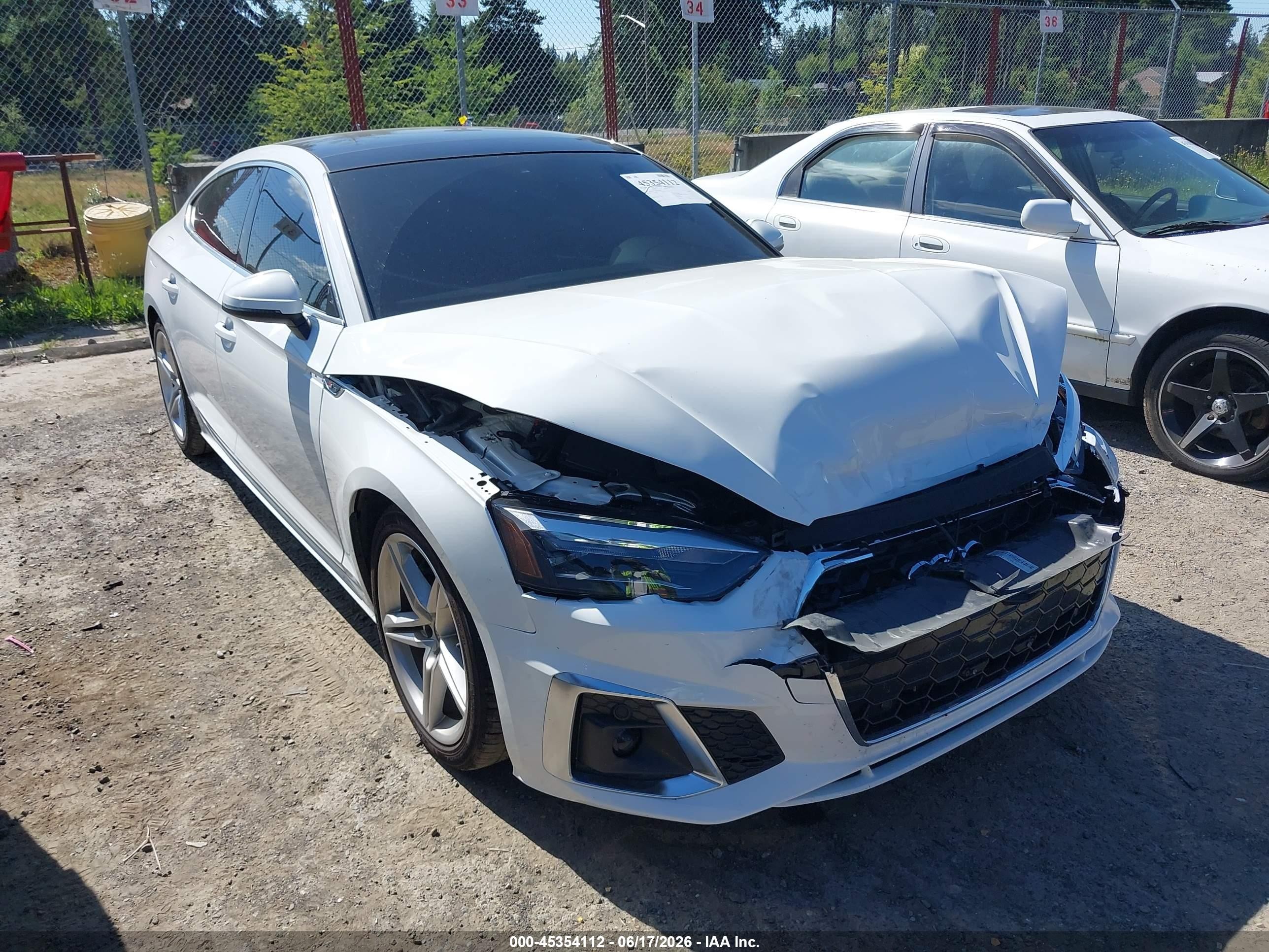 2021 Audi A5 Sportback S line Premium, VIN WAUDACF58MA053299 — Front end