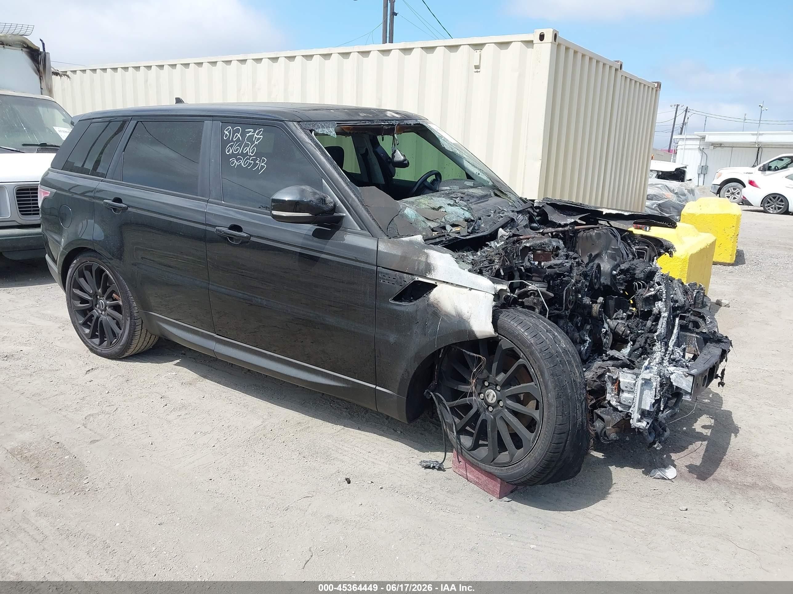 2016 Land Rover Range Rover Sport HSE, VIN SALWR2KF8GA663584 — Engine fire