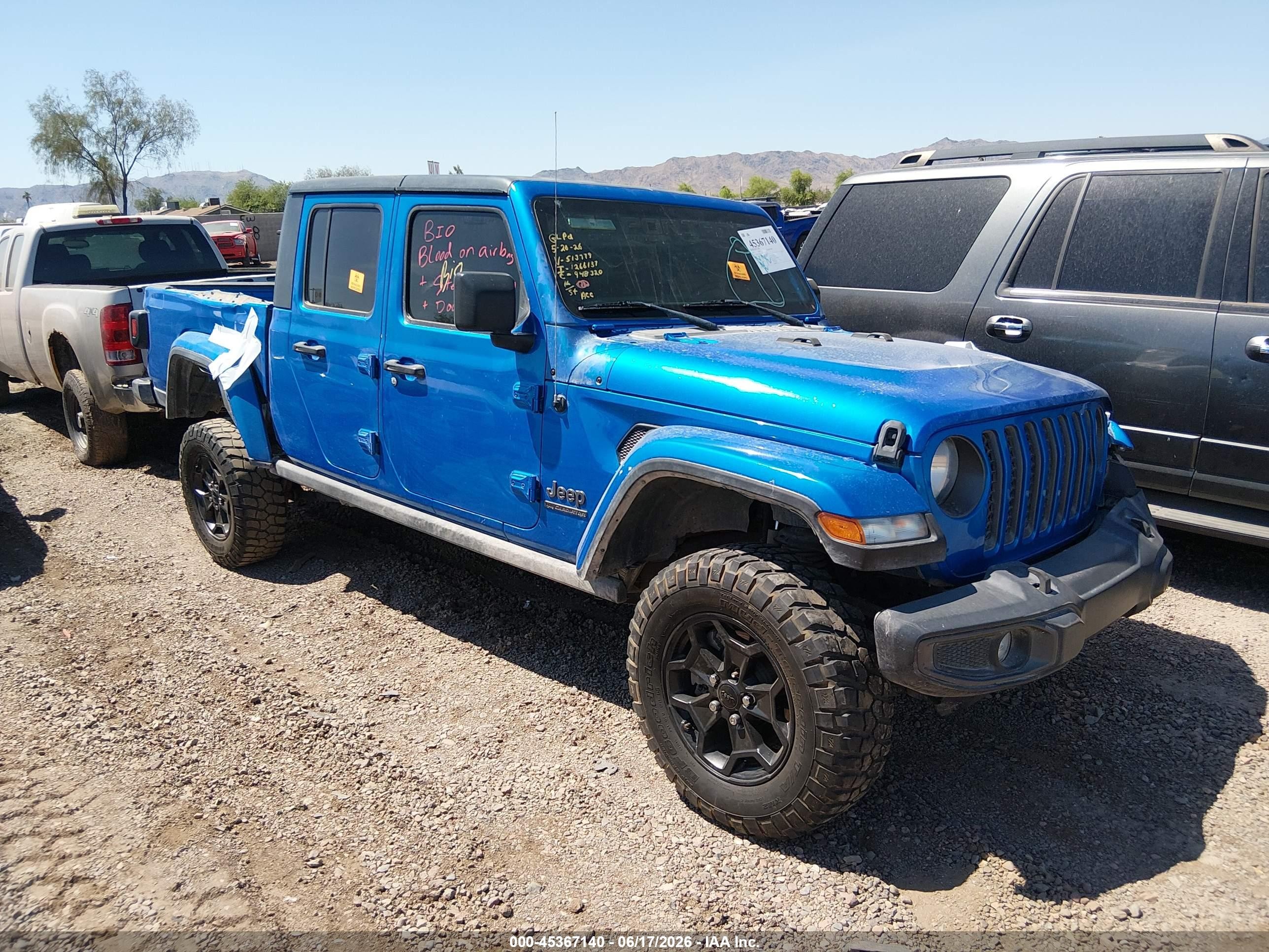 2021 Jeep Gladiator Sport S, VIN 1C6HJTAGXML513779 — Biohazard / chemical
