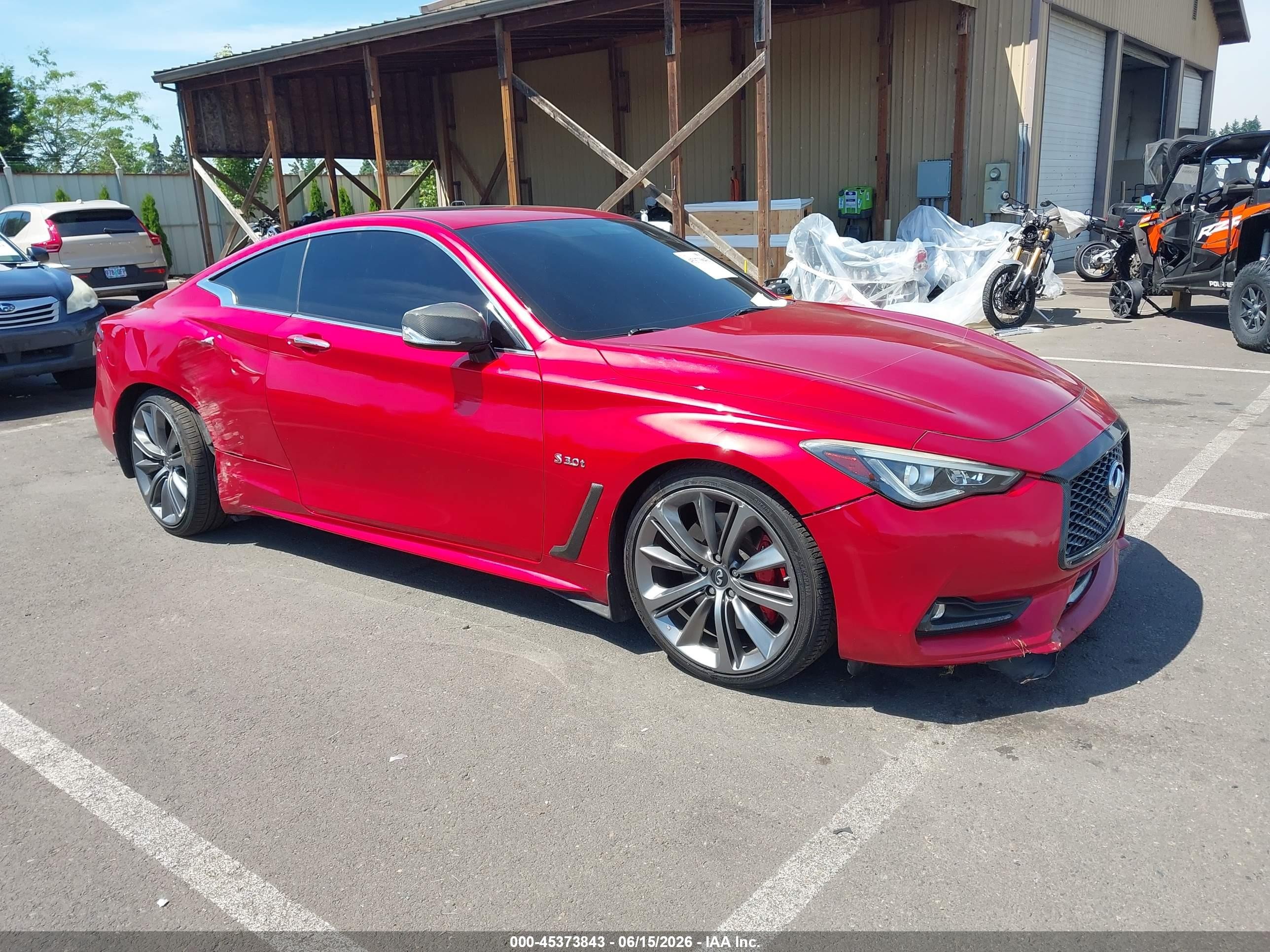2018 Infiniti Q60 Red Sport 400, VIN JN1FV7EK3JM530426 — Side