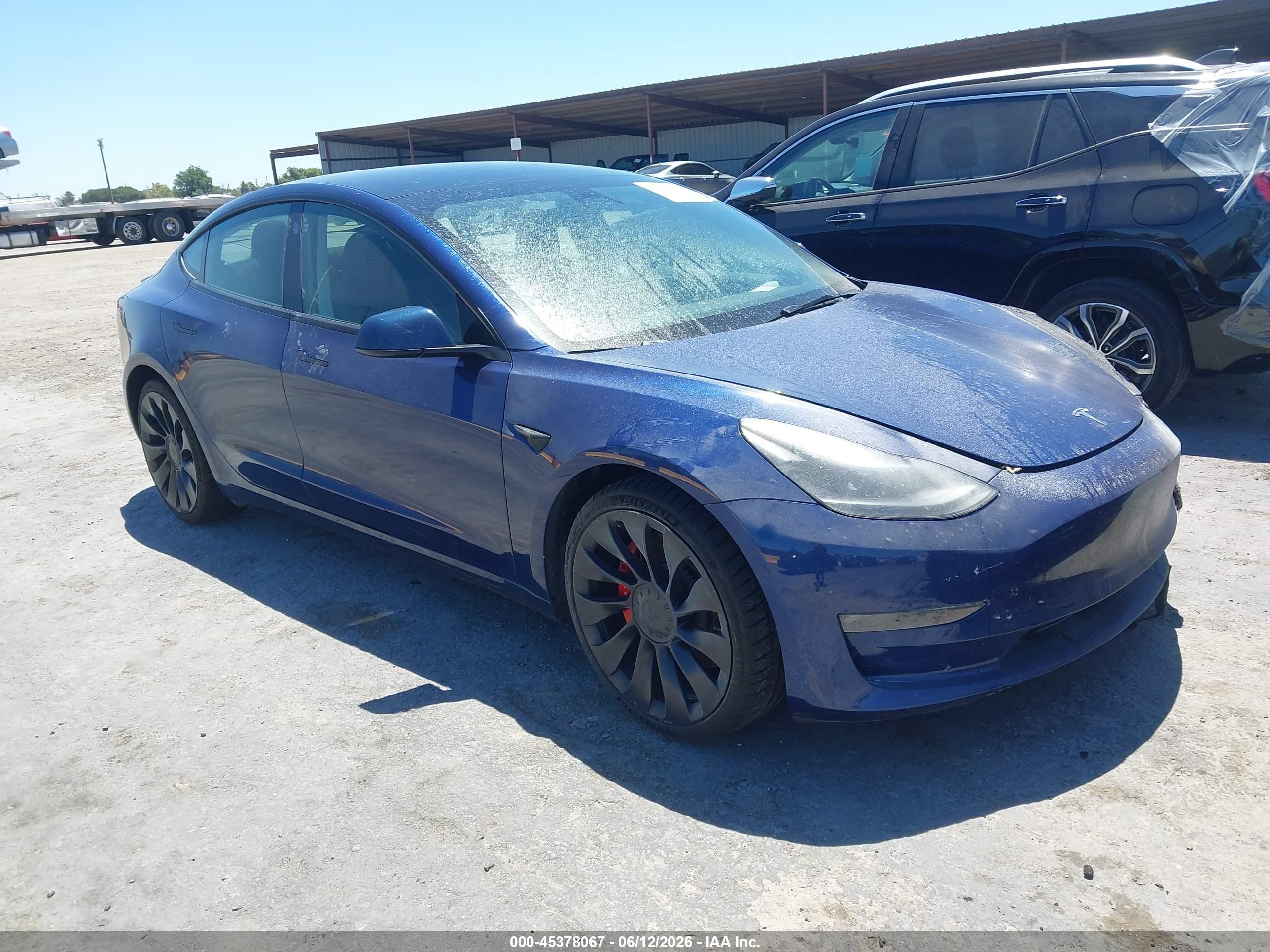2023 Tesla Model 3 Performance, VIN 5YJ3E1EC0PF584838 — Engine fire