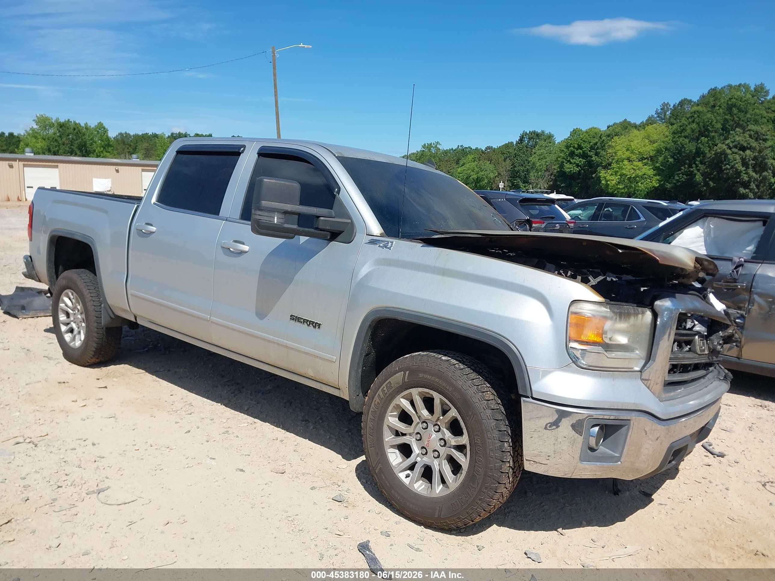 2014 GMC Sierra 1500 SLE, VIN 3GTU2UEC1EG306956 — Engine fire