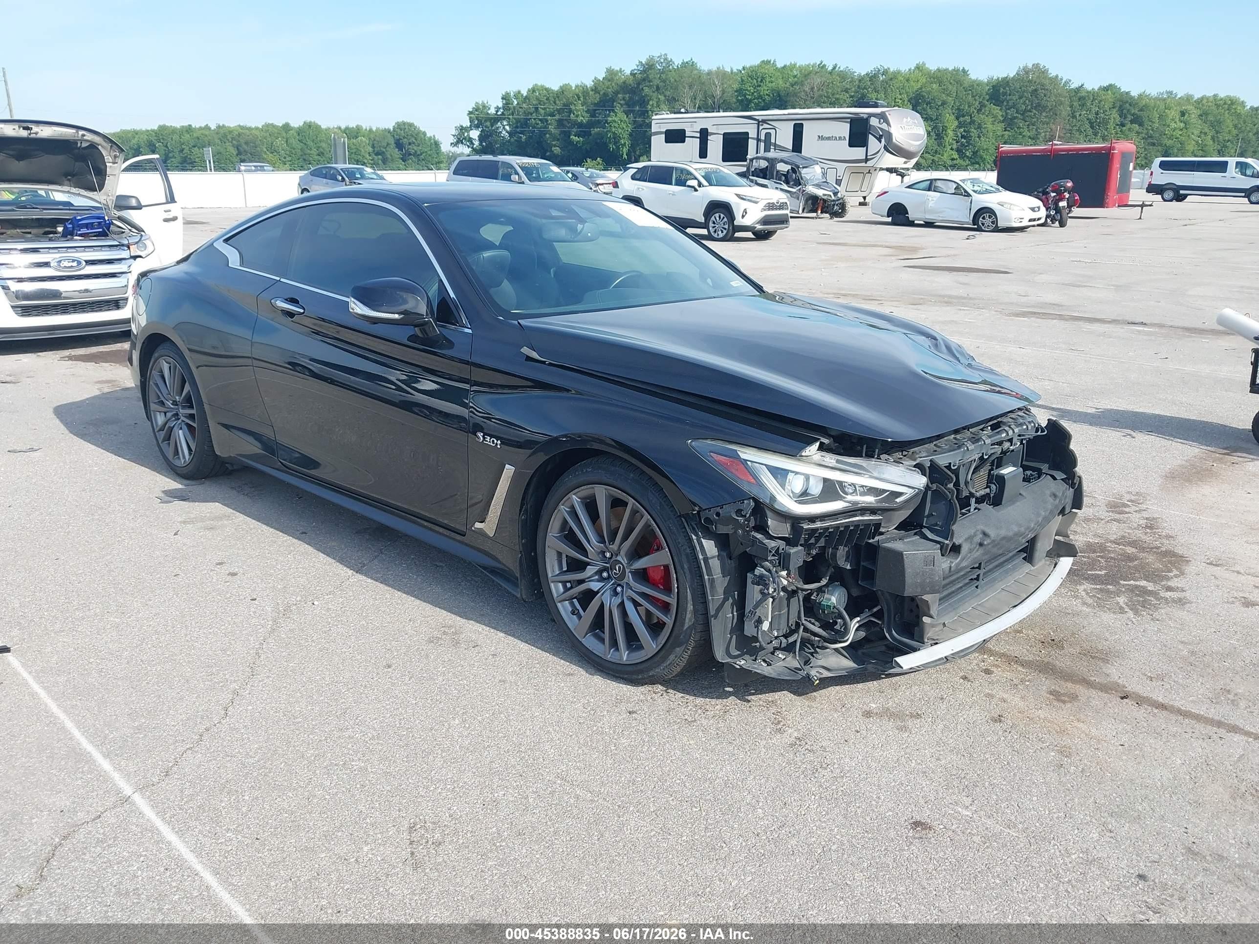 2017 Infiniti Q60 Red Sport 400, VIN JN1FV7EL5HM702054 — Side