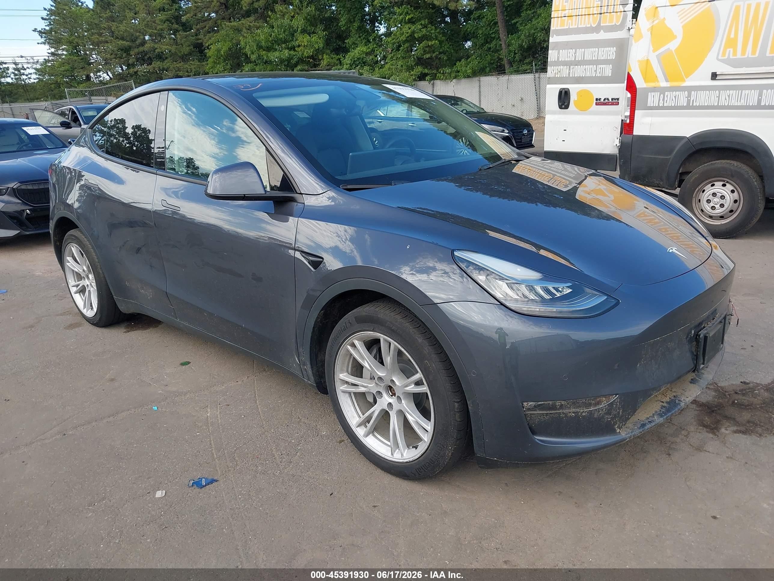 2022 Tesla Model Y Long Range, VIN 7SAYGDEE5NF398442 — Water / flood