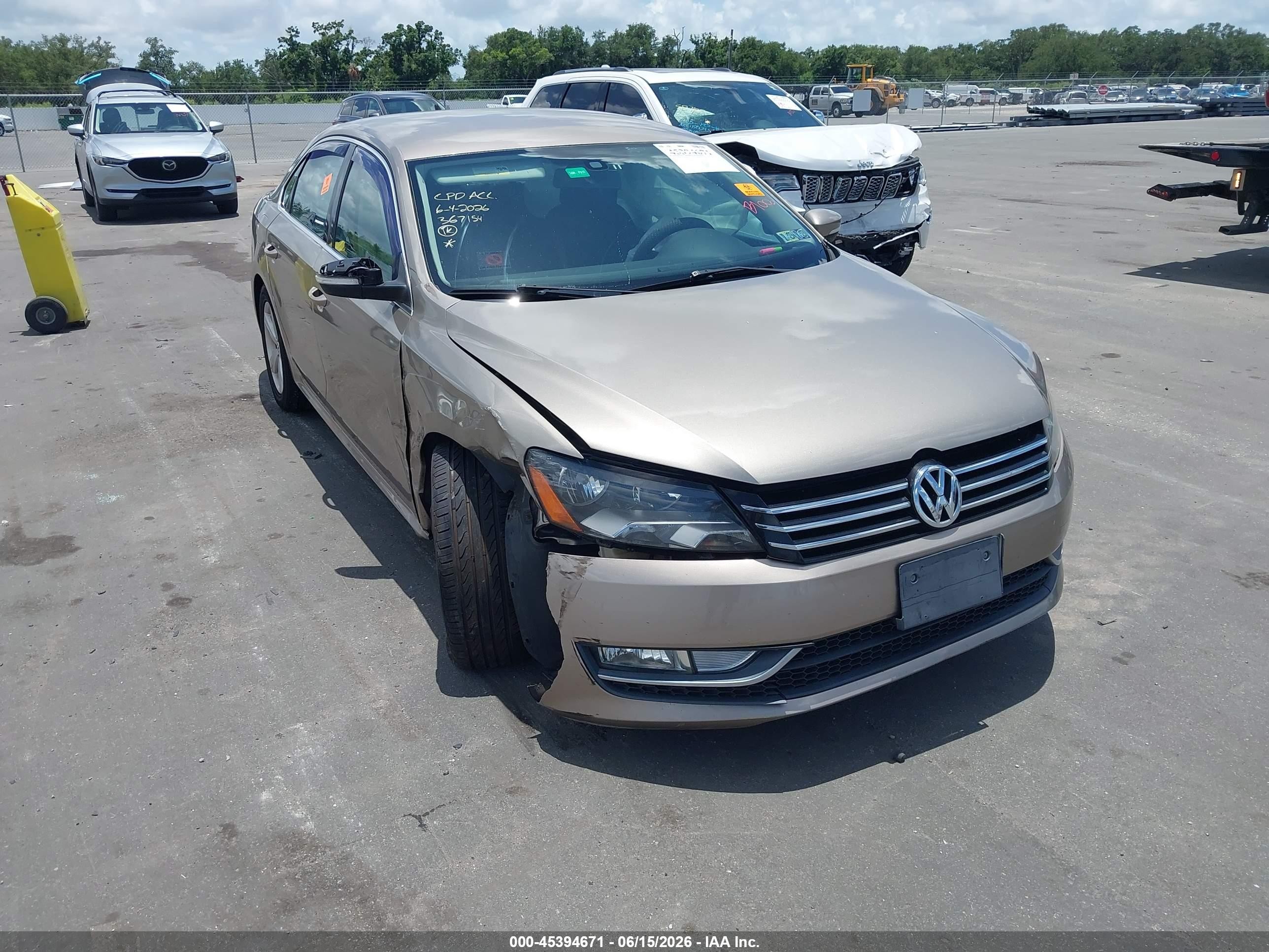 2015 Volkswagen Passat S, VIN 1VWAS7A3XFC079875 — Biohazard / chemical