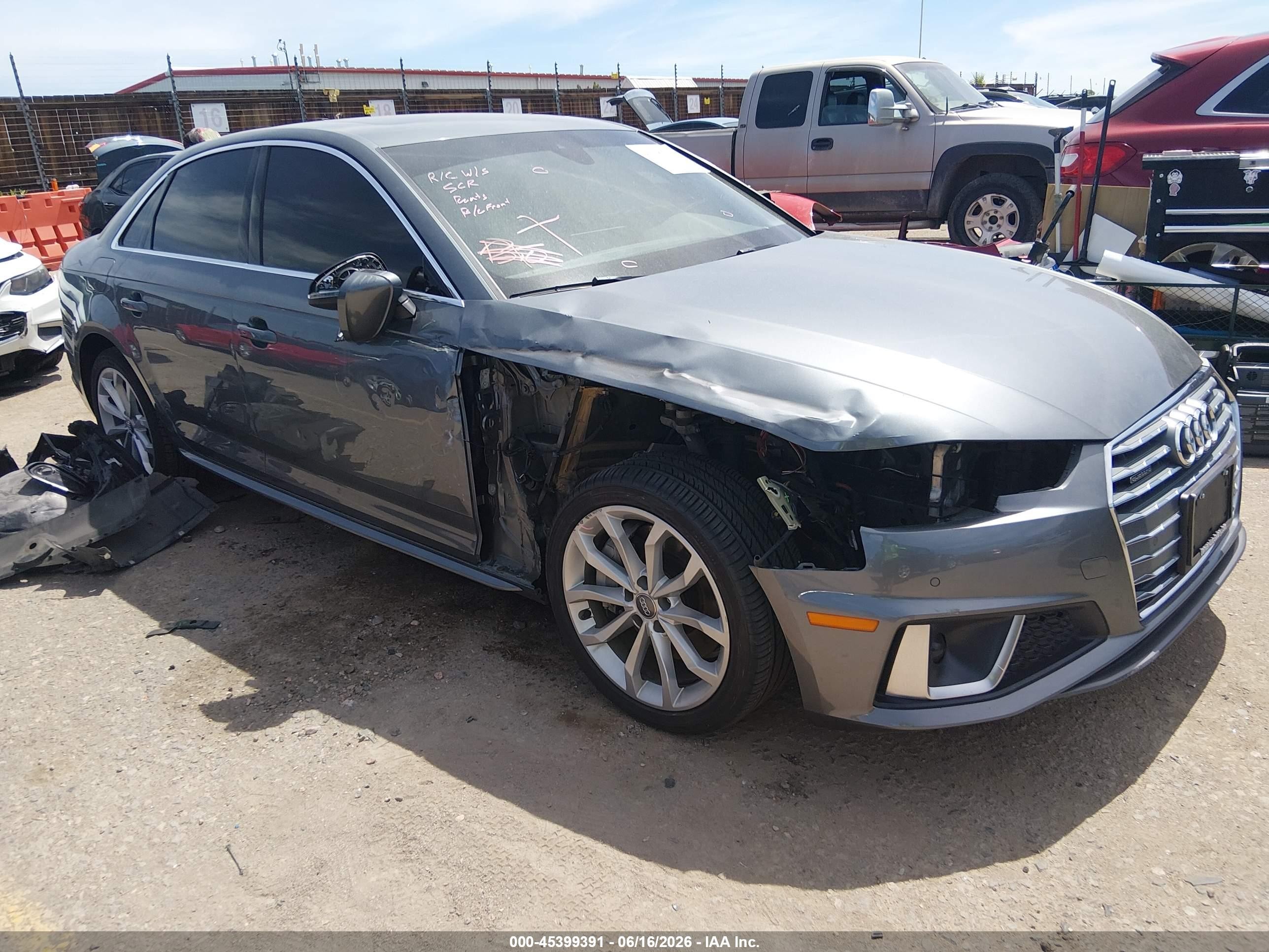 2019 Audi A4 Premium Plus, VIN WAUENAF43KN011875 — Front end