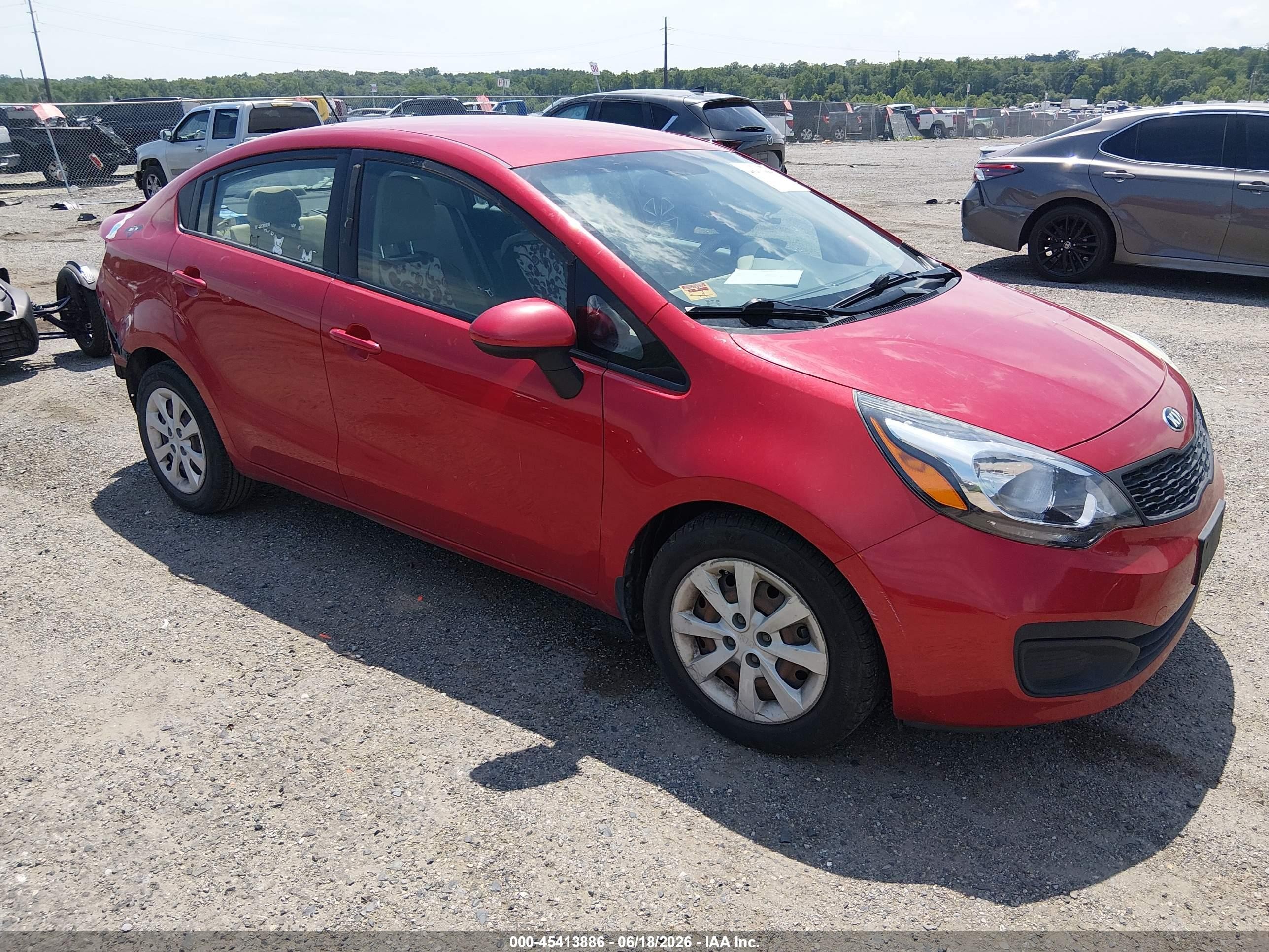 2013 Kia Rio LX, VIN KNADM4A3XD6294707 — Rear end