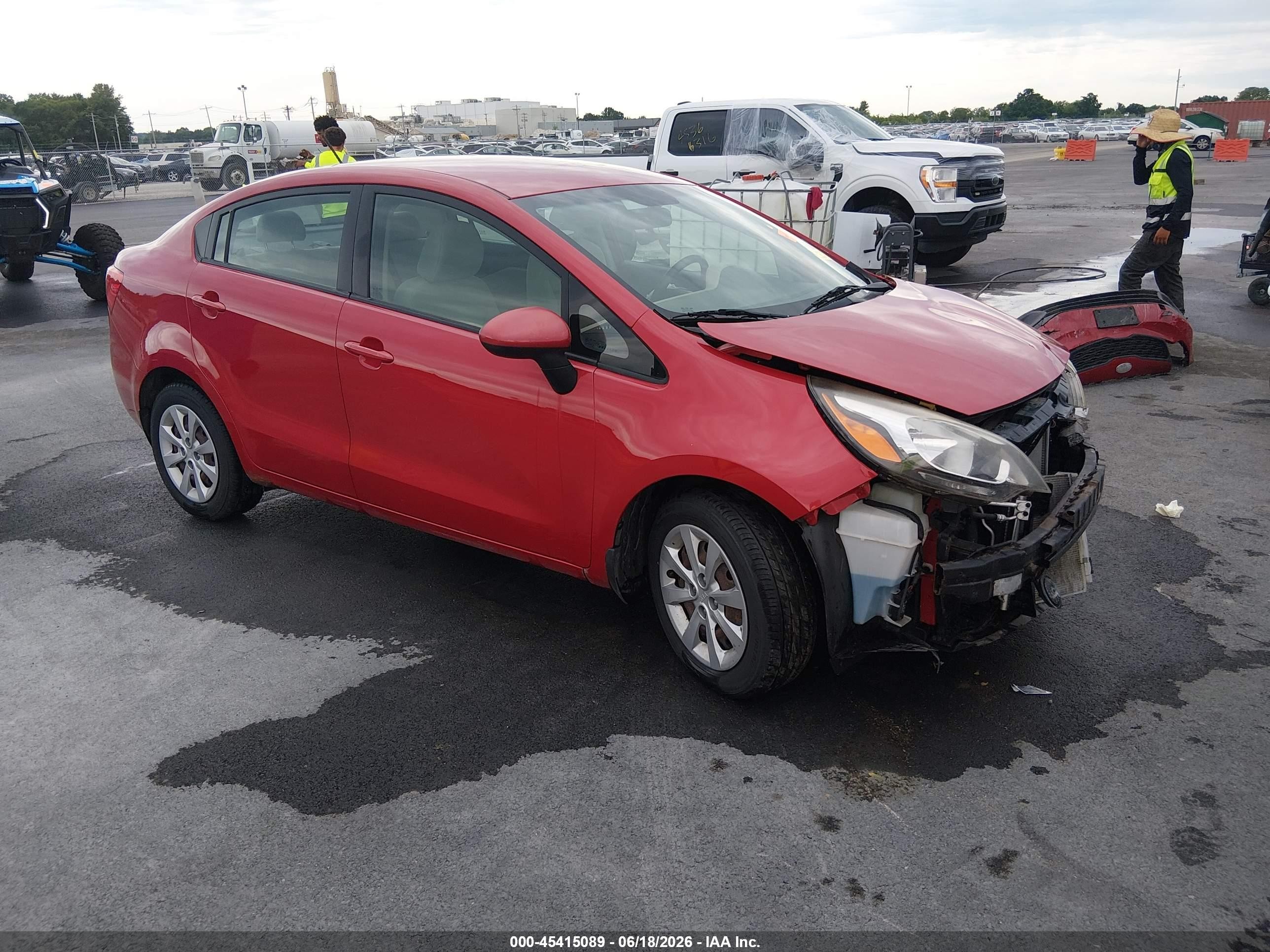2013 Kia Rio LX, VIN KNADM4A3XD6211888 — Front end