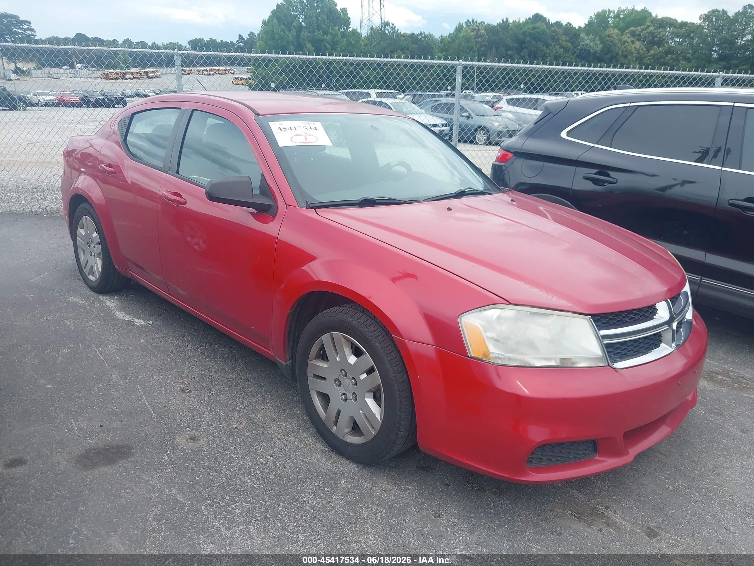2014 Dodge Avenger SE, VIN 1C3CDZAB2EN147733 — Repossession
