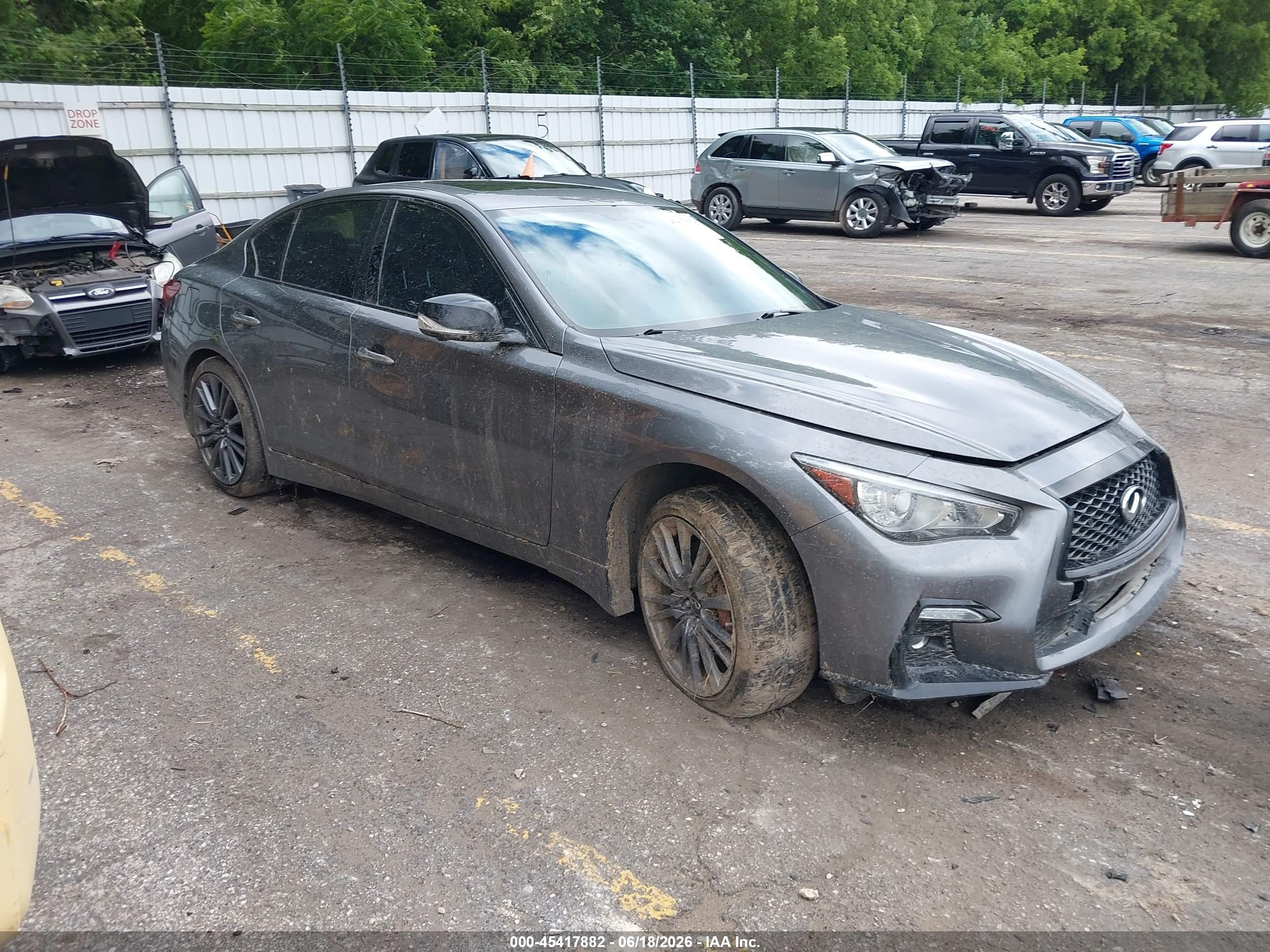 2022 Infiniti Q50 Red Sport 400, VIN JN1FV7DR0NM390033 — Side