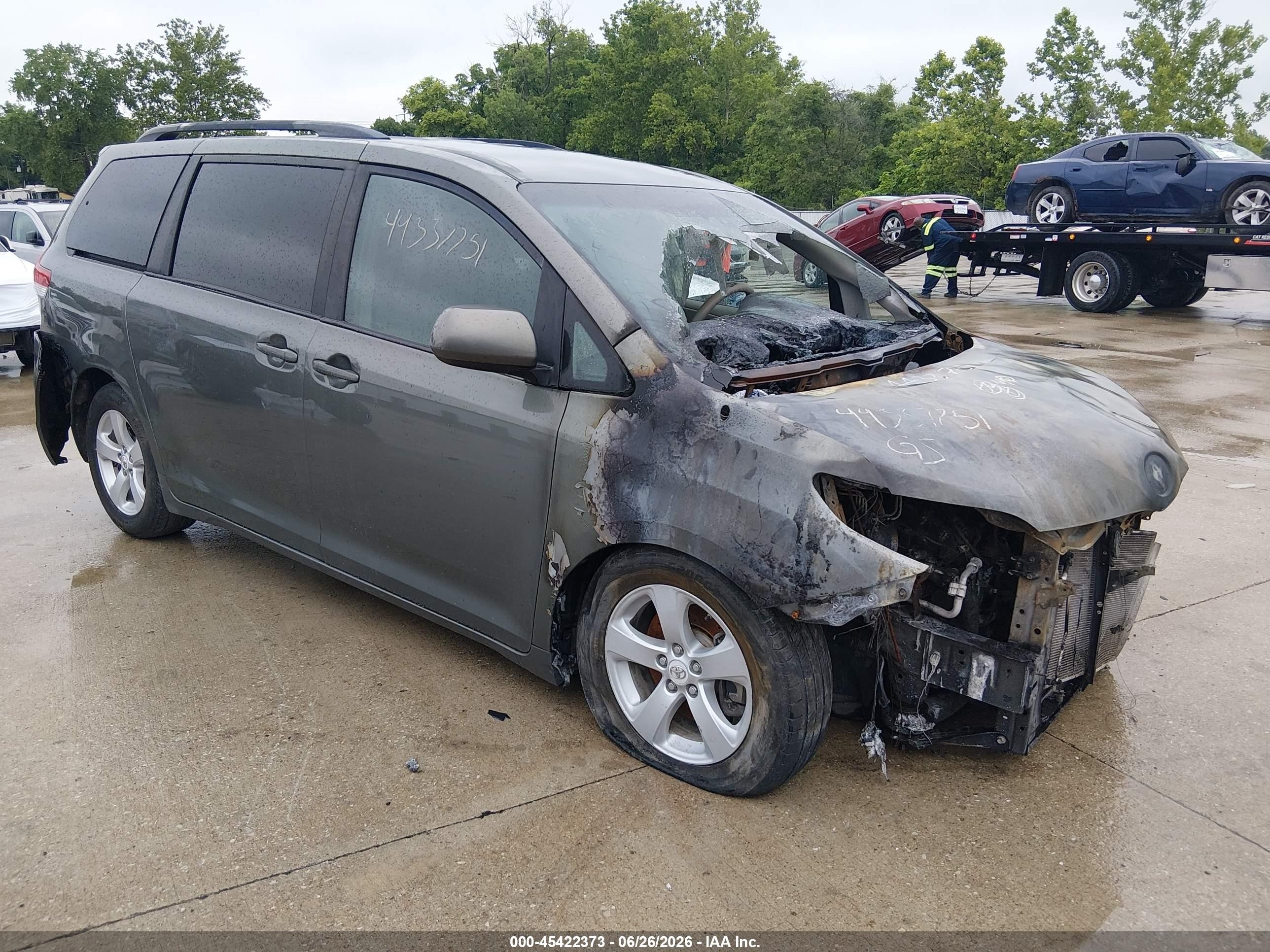 2011 Toyota Sienna LE, VIN 5TDKK3DC6BS045601 — Engine fire