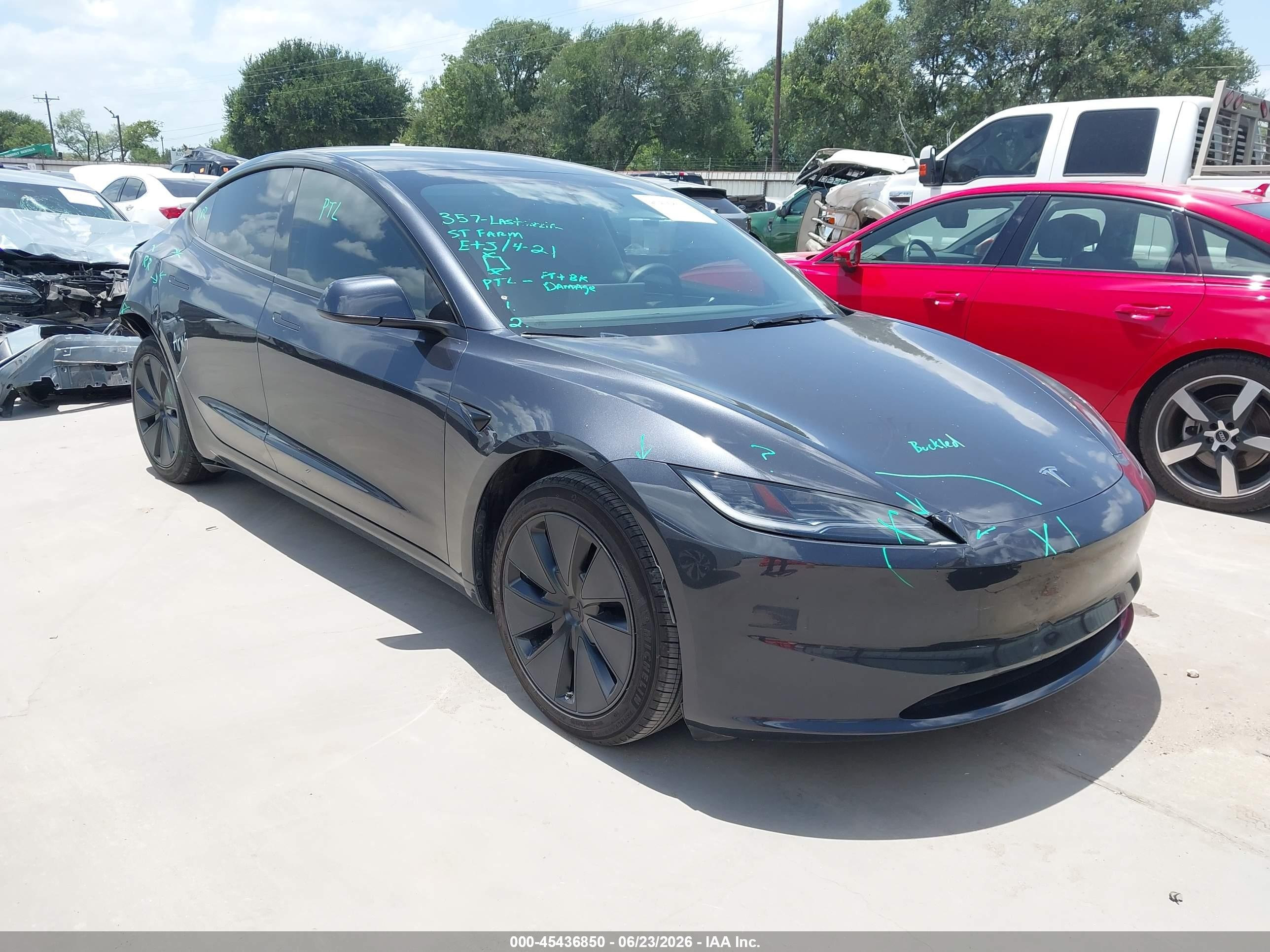 2025 Tesla Model 3 Long Range, VIN 5YJ3E1EAXSF899461 — Rear end