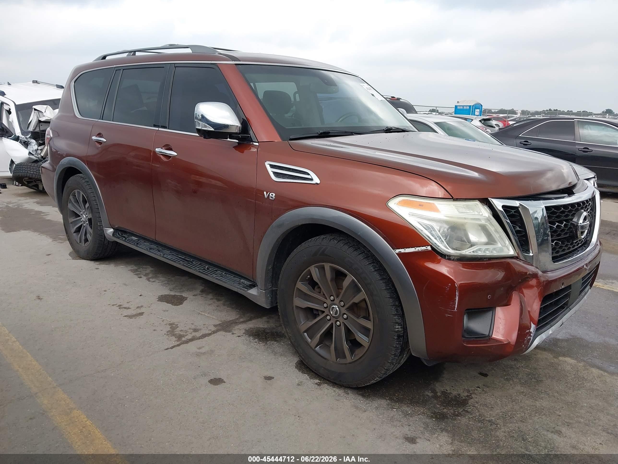 2017 Nissan Armada Platinum, VIN JN8AY2NE5H9700993 — Front end