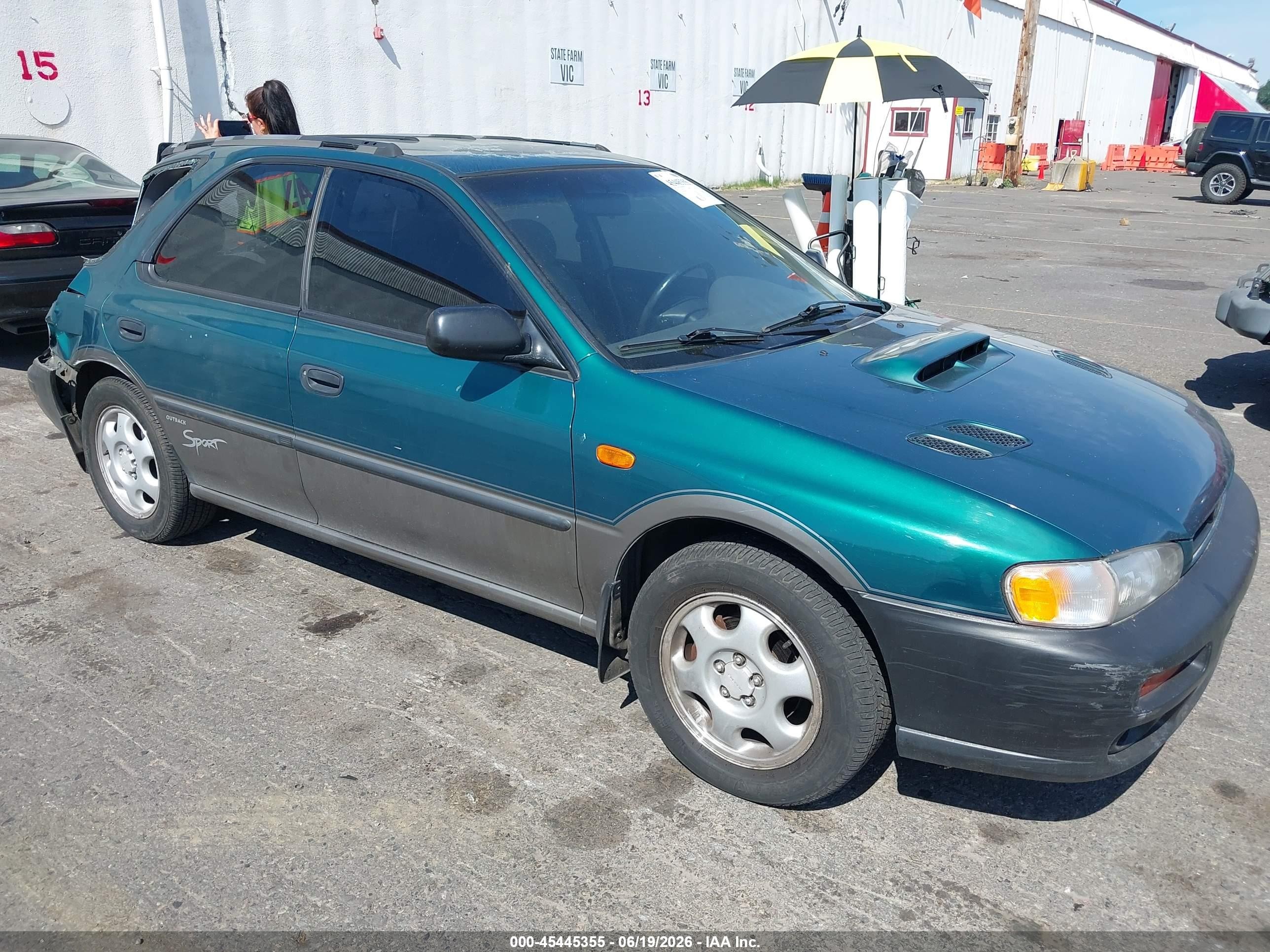 1997 Subaru Impreza Outback Special Sports, VIN JF1GF4850VH805872 — Rear end