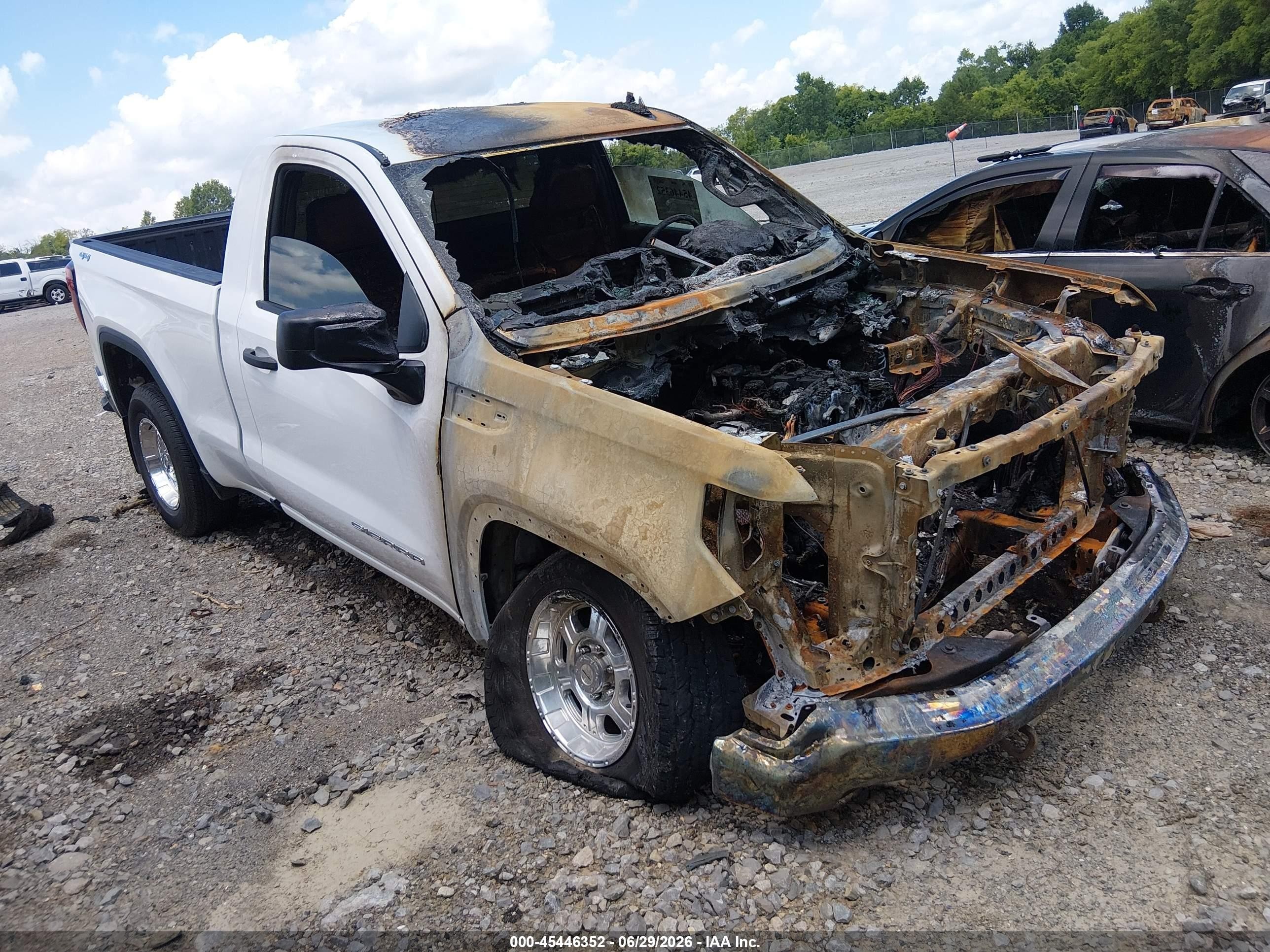 2024 GMC Sierra 1500 Pro, VIN 3GTNUAEK6RG362854 — Engine fire