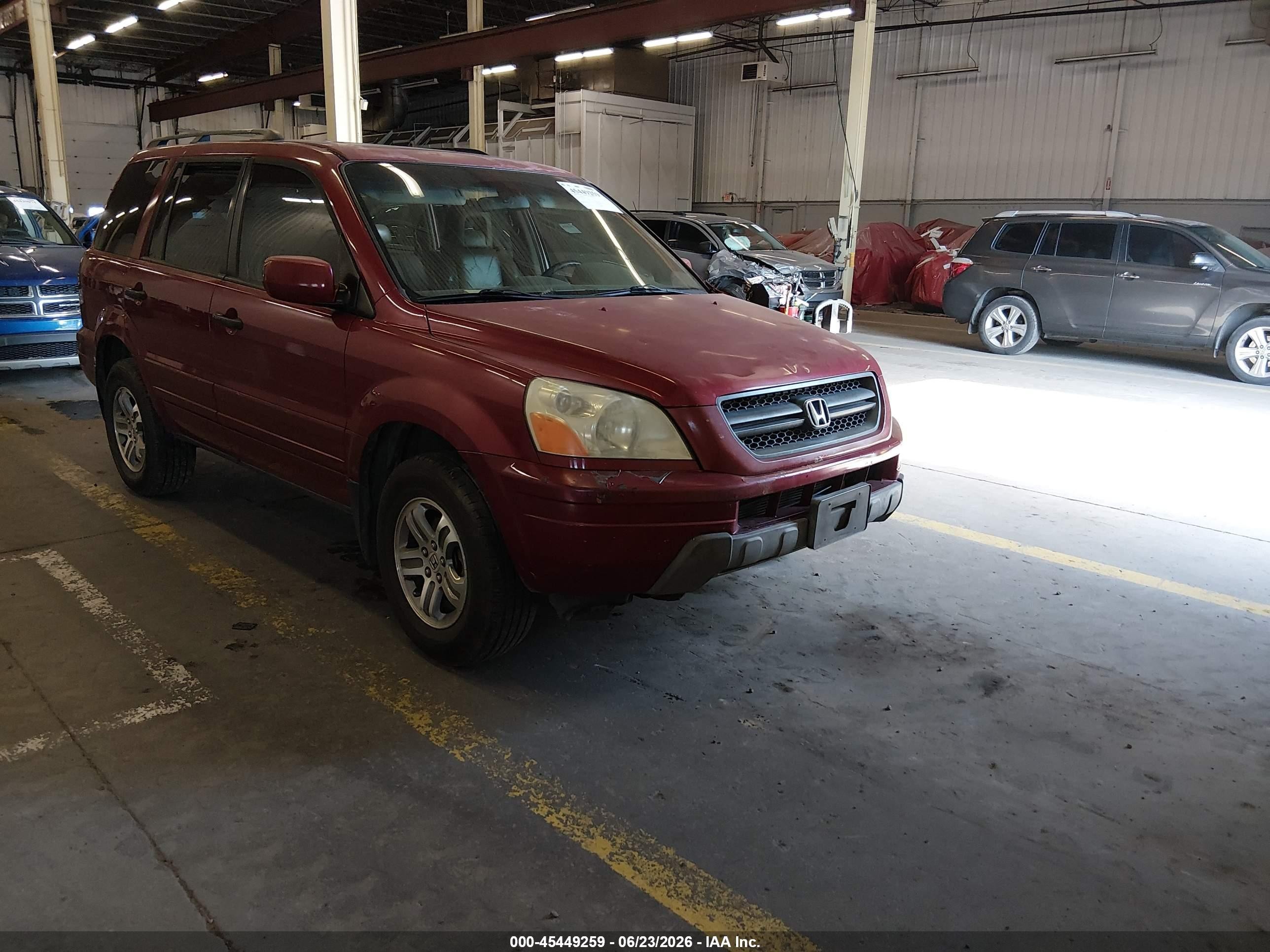 2005 Honda Pilot EX-L, VIN 5FNYF18505B065933 — Rear end