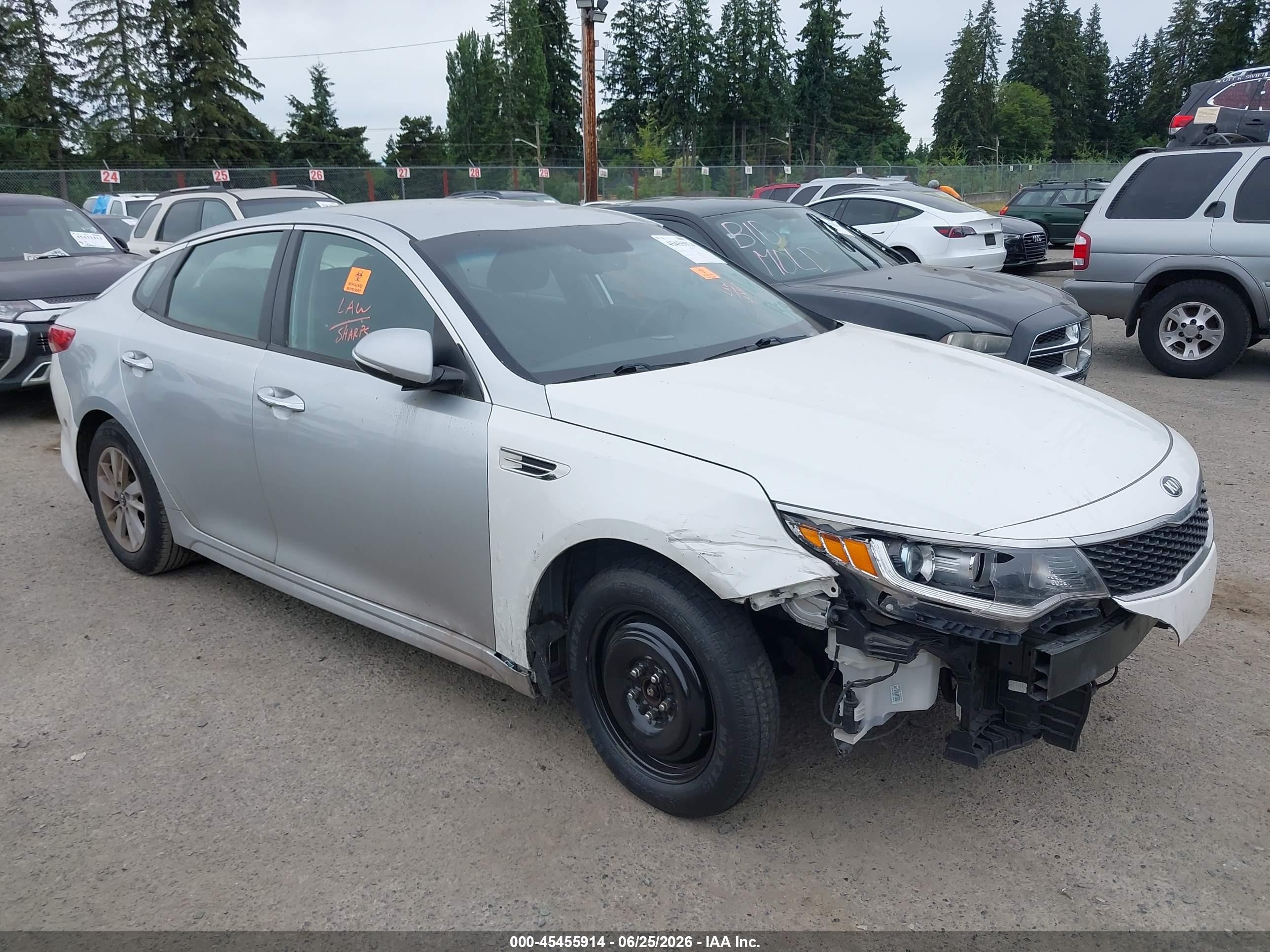 2016 Kia Optima LX, VIN 5XXGT4L30GG076765 — Biohazard / chemical