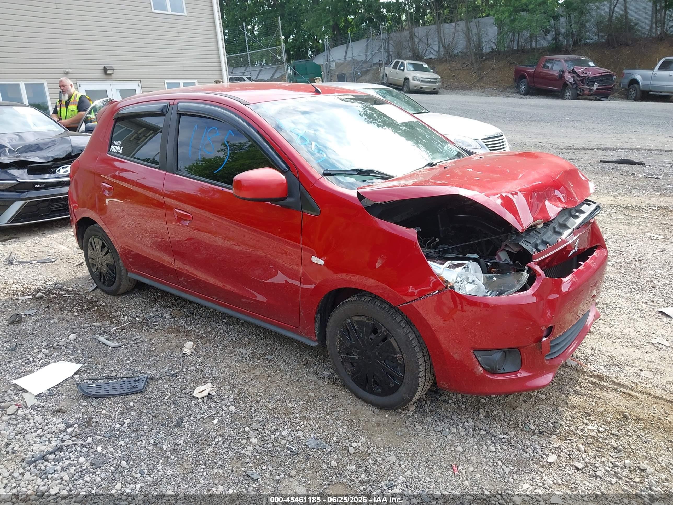2014 Mitsubishi Mirage DE, VIN ML32A3HJ1EH018779 — Front end