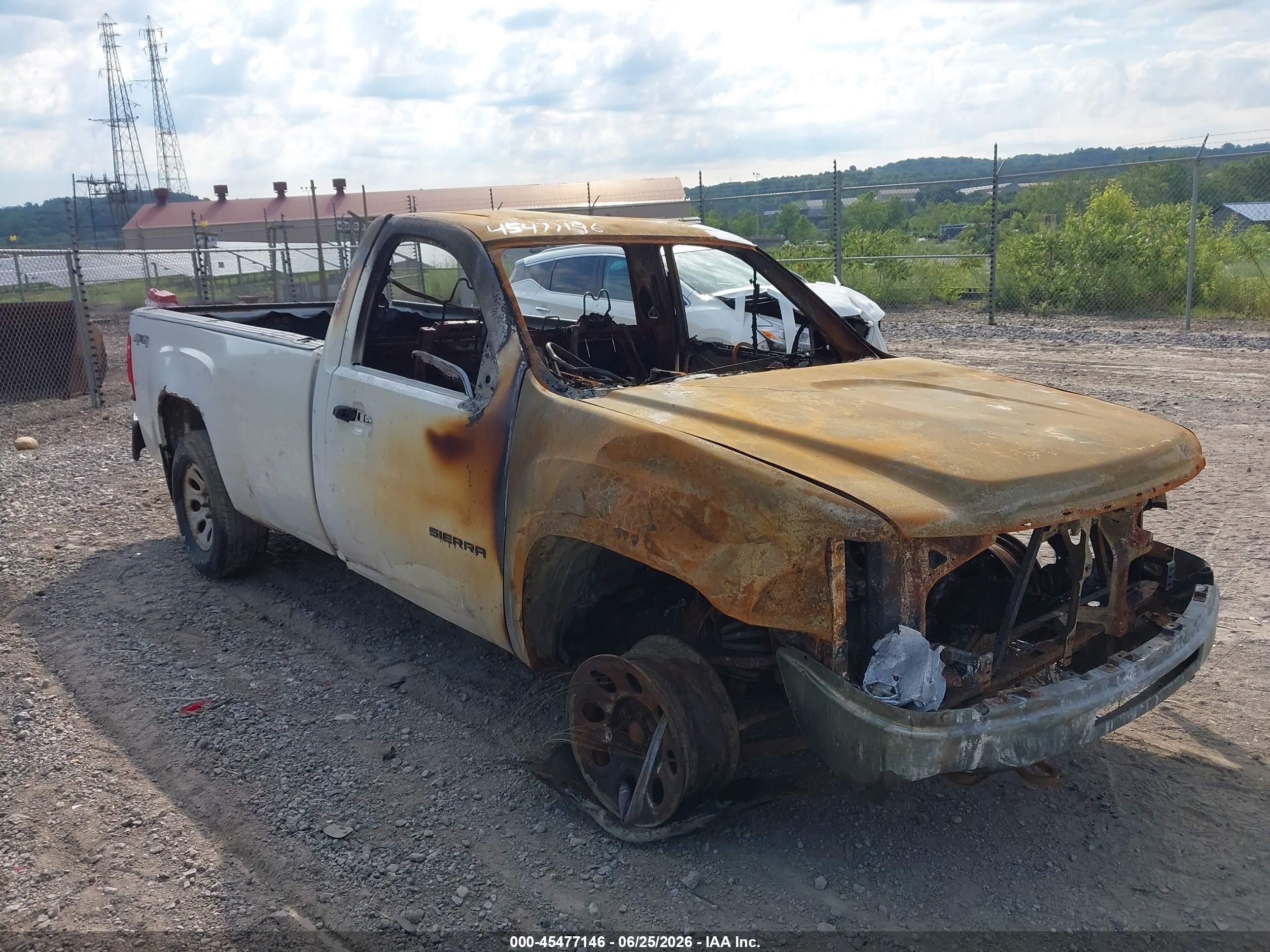 2011 GMC Sierra 1500 Work Truck, VIN 1GTN2TEX5BZ126845 — Engine fire