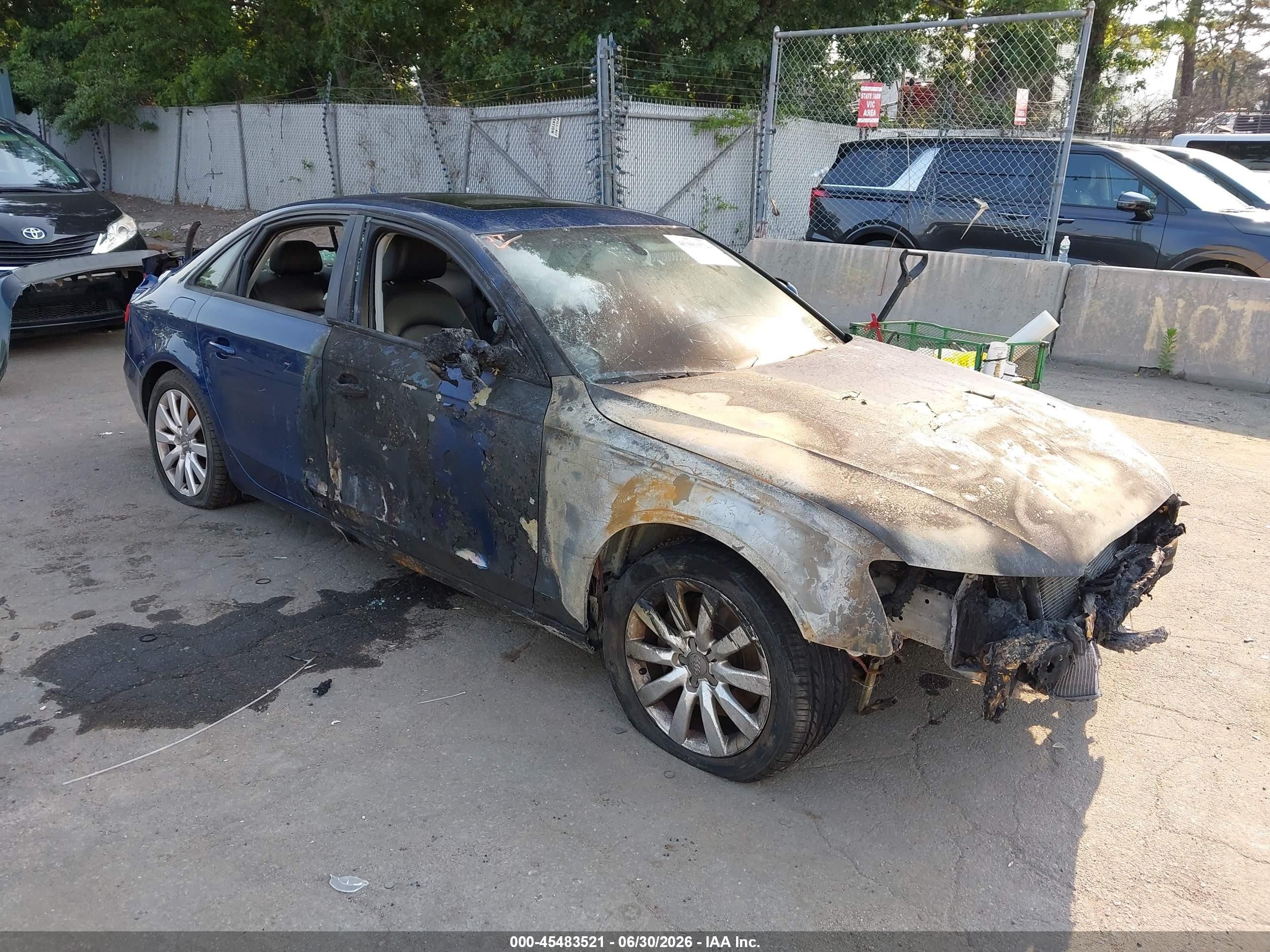 2013 Audi A4 Premium, VIN WAUBFAFL2DN043498 — Burn