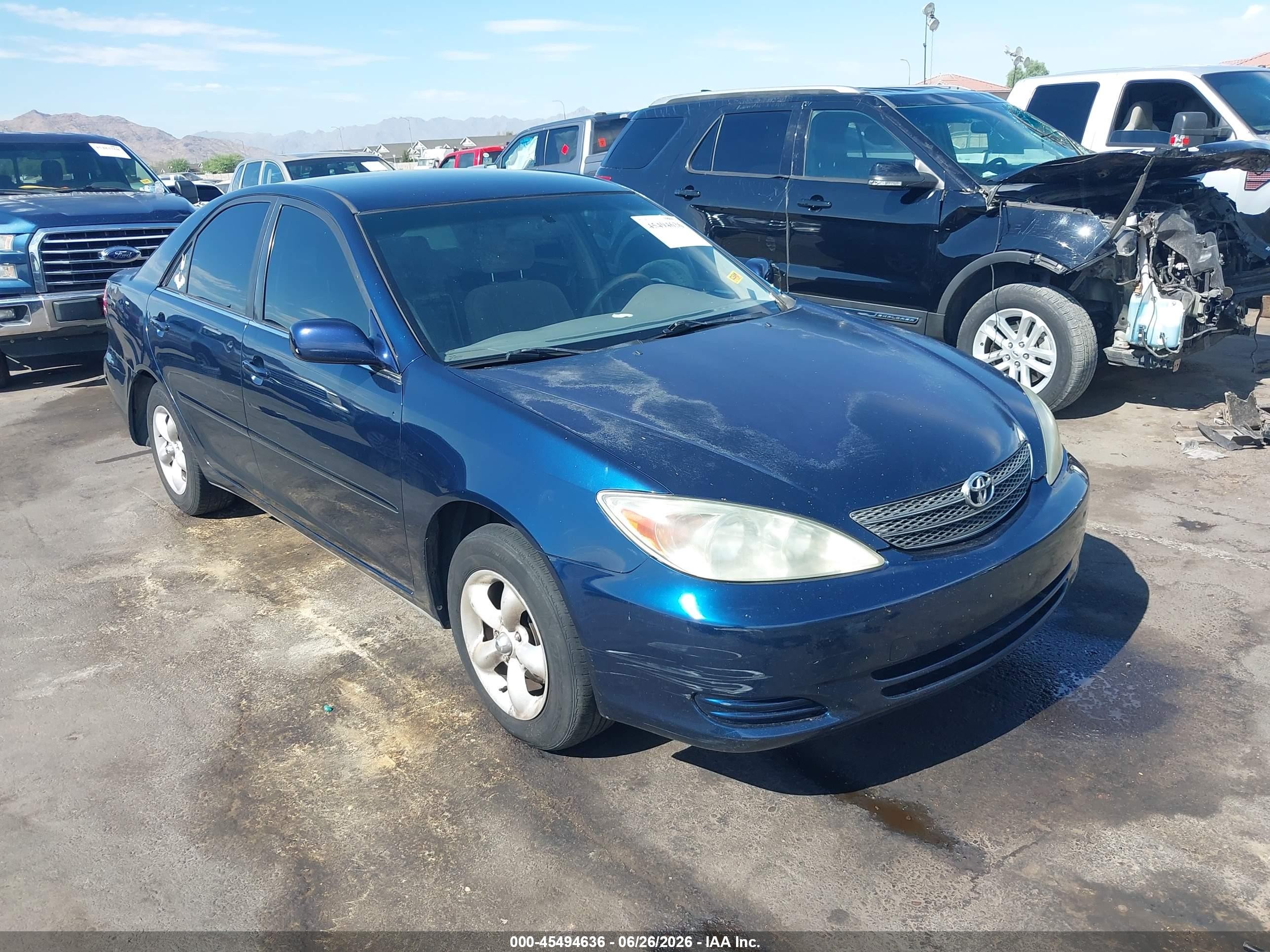 2002 Toyota Camry LE, VIN JTDBE32K220123652 — Rear end