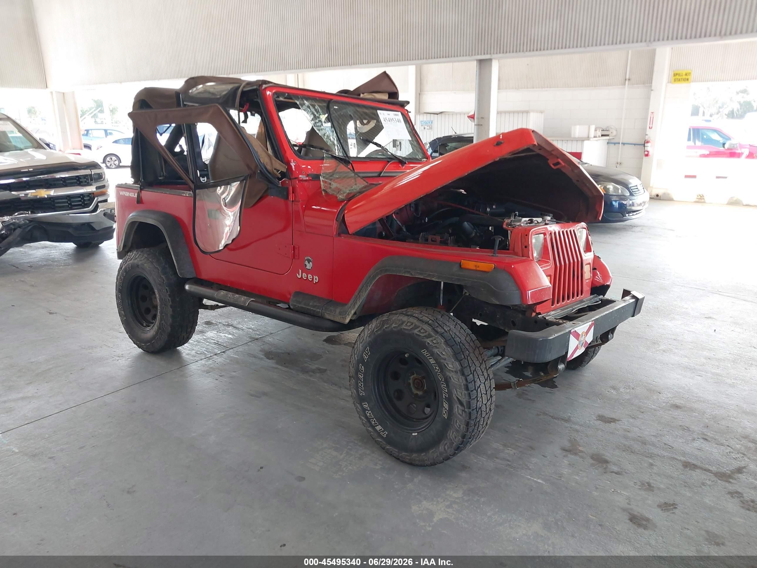 1991 Jeep Wrangler S, VIN 2J4FY19P7MJ154220 — Rollover